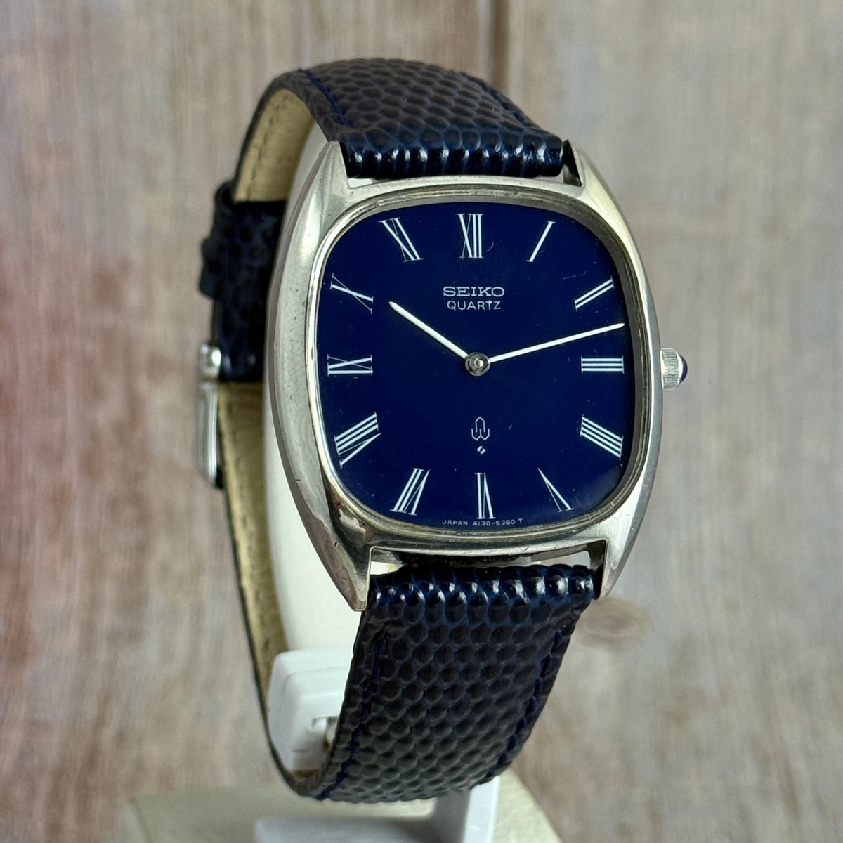 1976 Solid Silver Seiko Quartz Men’s Blue Dial Wrist Watch (4130-5331)