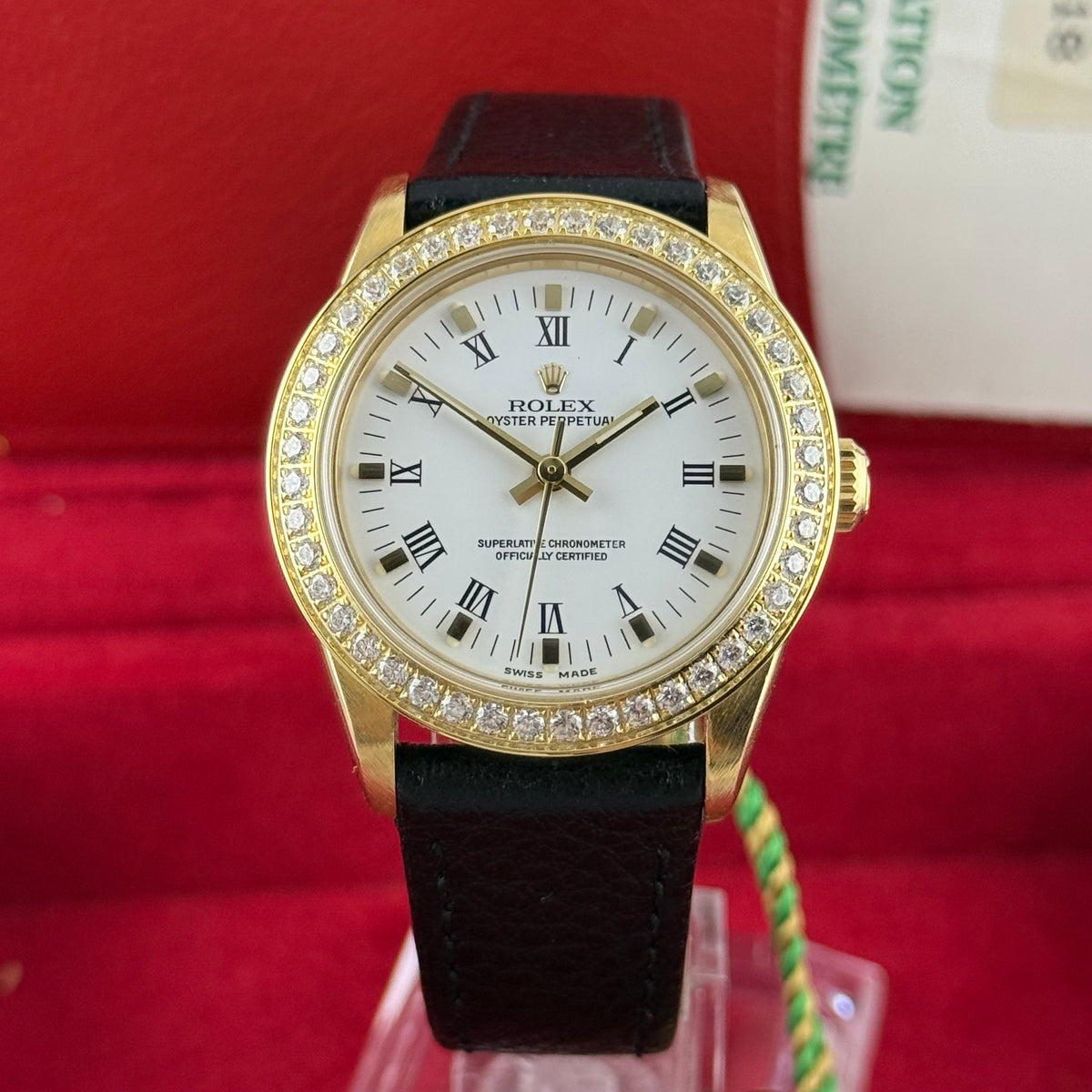 18ct Rolex Oyster Perpetual 31 Ladies Solid Gold Watch Box Papers 1996