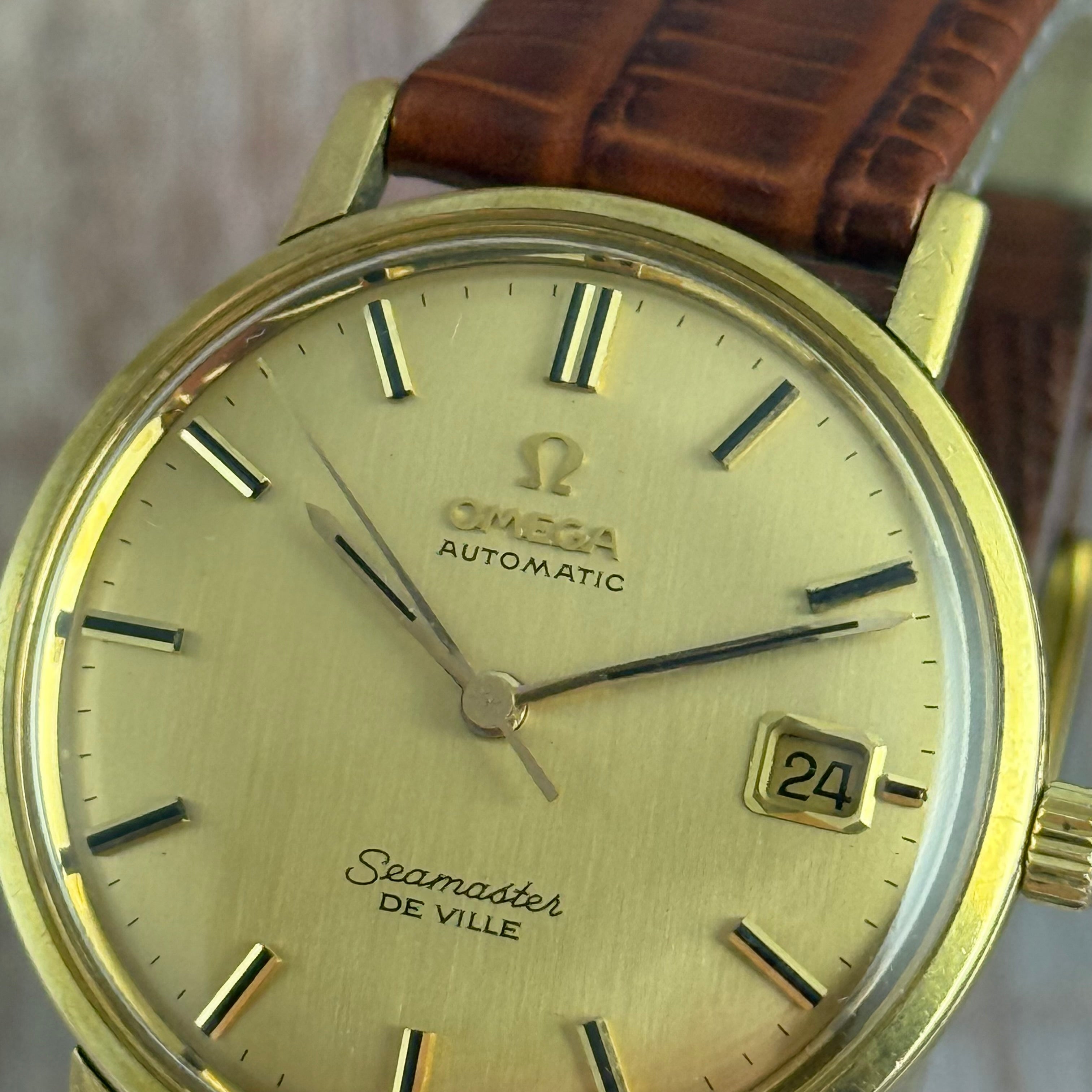 18ct Solid Gold Omega Seamaster Automatic Gold Onyx Dial 35mm (c1963) 166.025