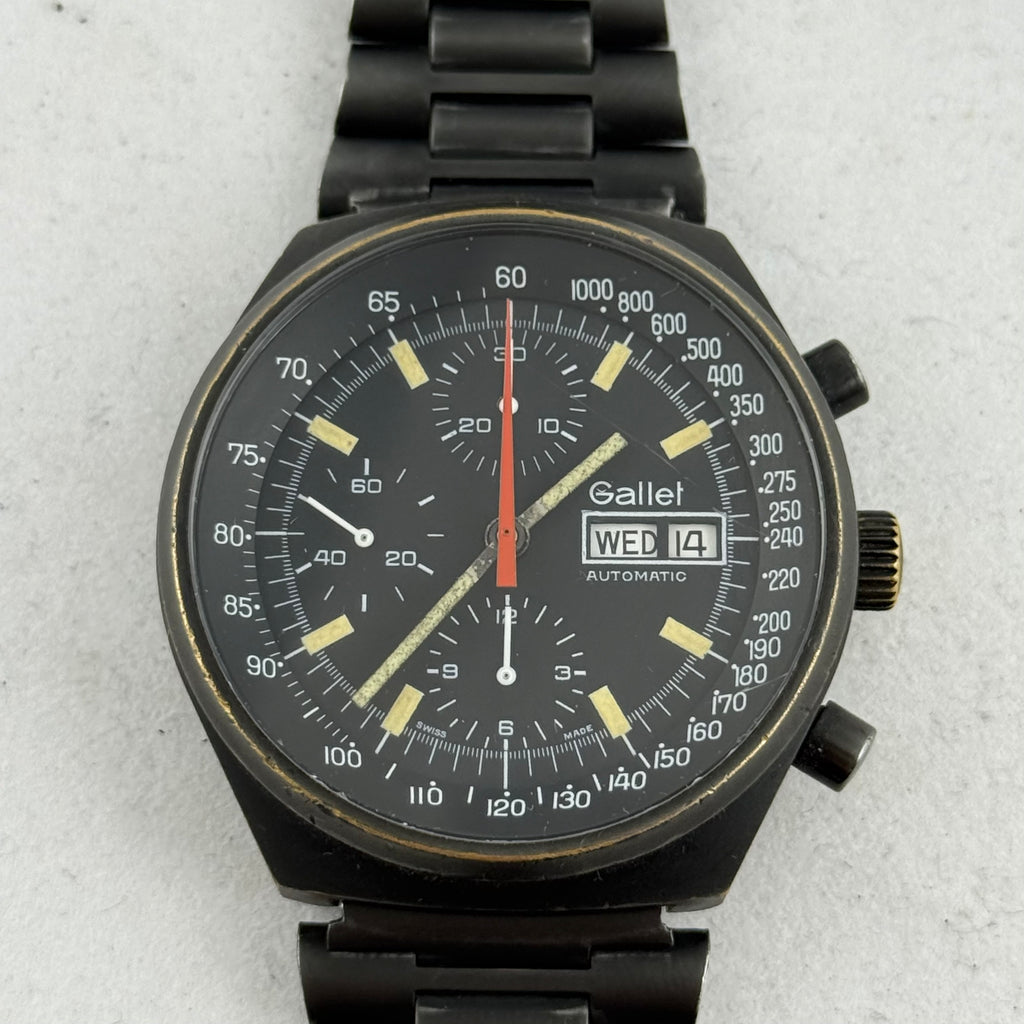 1980s Gallet Multichron 12 Automatic Chronograph PVD 'Valjoux Cal. 7750' "Top Gun"