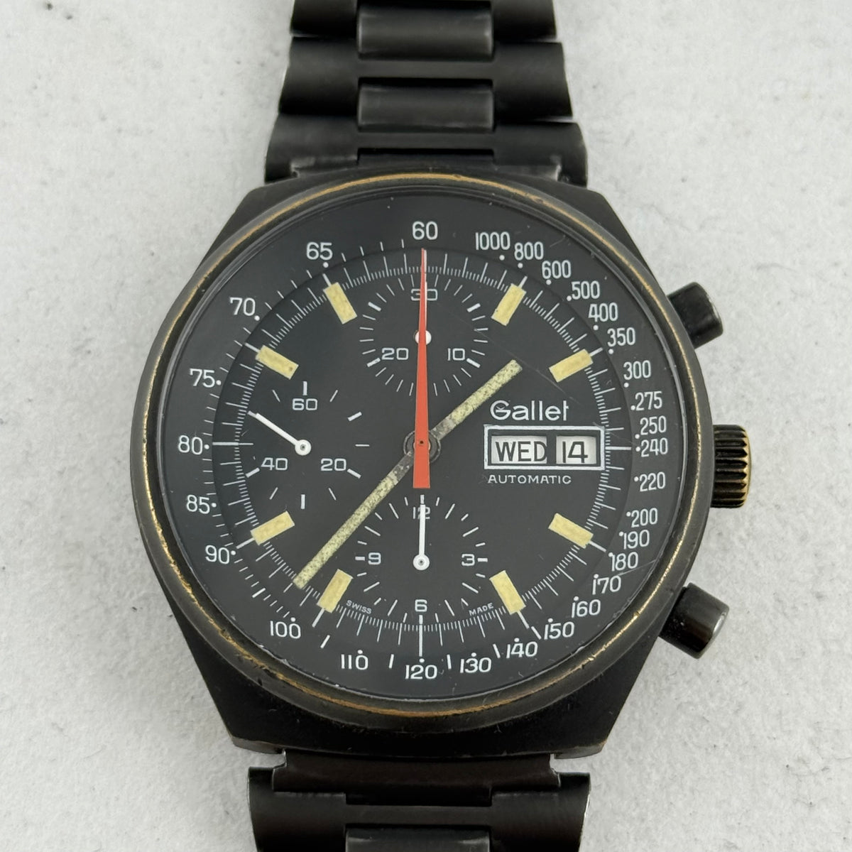 1980s Gallet Multichron 12 Automatic Chronograph PVD 'Valjoux Cal. 7750' "Top Gun"