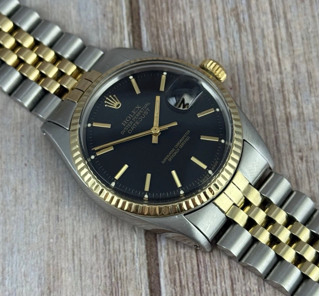 1972 Rolex Datejust 36 18k Gold & Steel 1601 Men’s watch Boxed black dial