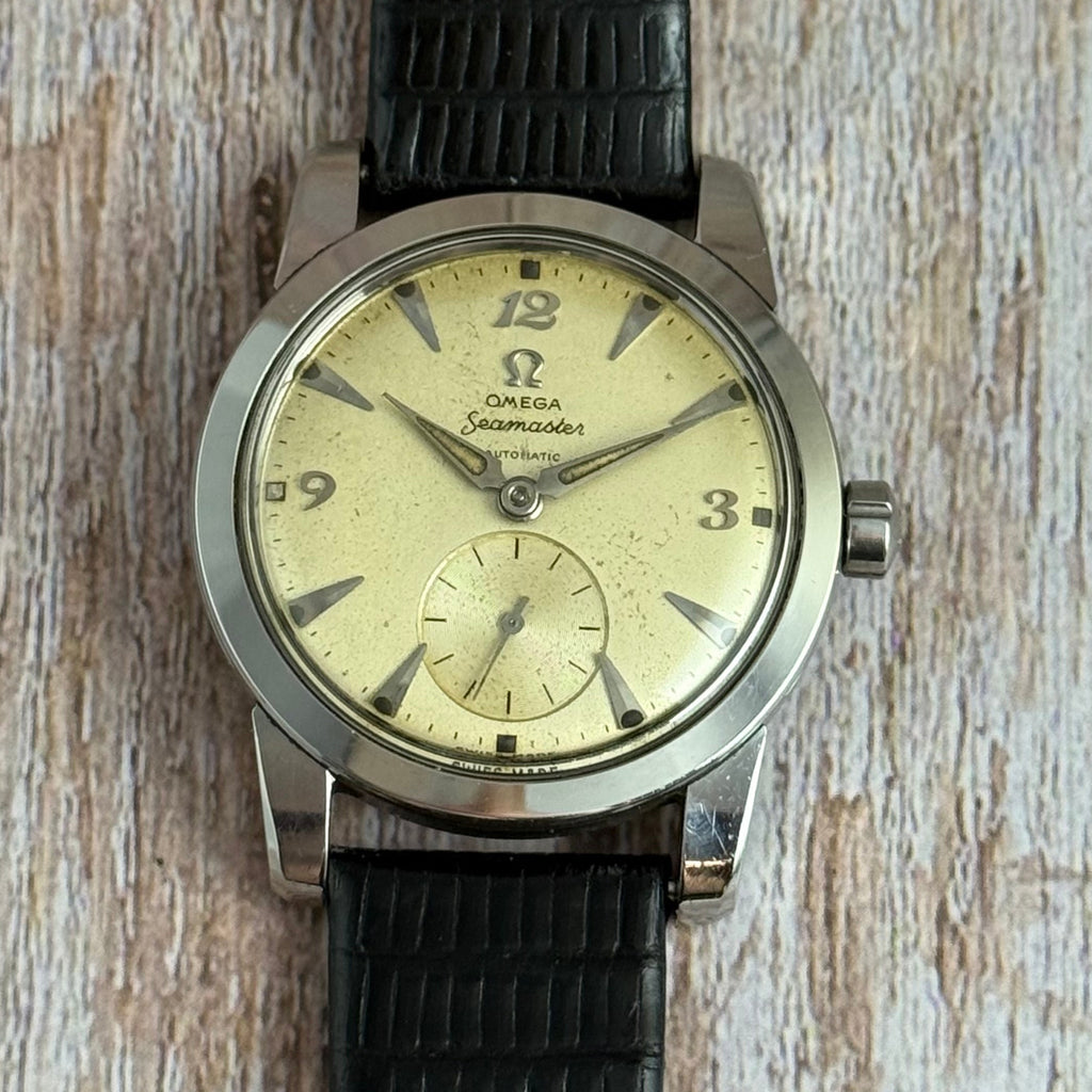 1952 Omega Seamaster “bumper” automatic breguet numerals men’s watch 35mm