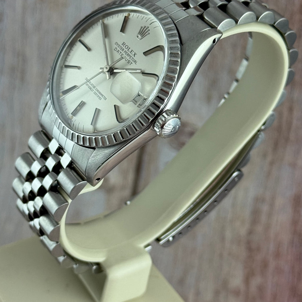 1983 Rolex Datejust 36 men’s steel wrist watch w box and papers (16030)