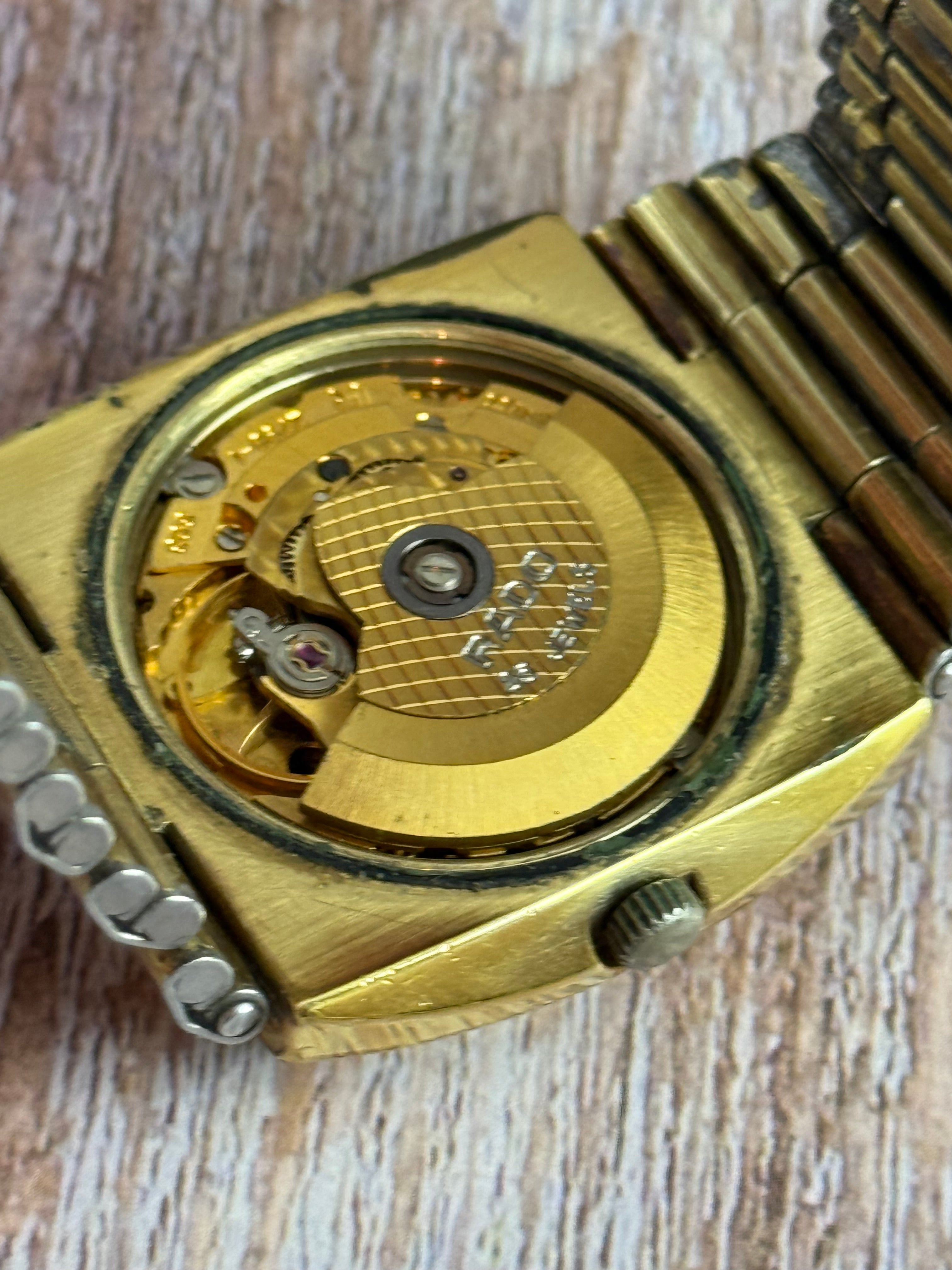 1970s Rado Senator Men’s Automatic Day-date Watch Gold Plated Tv Case 37mm