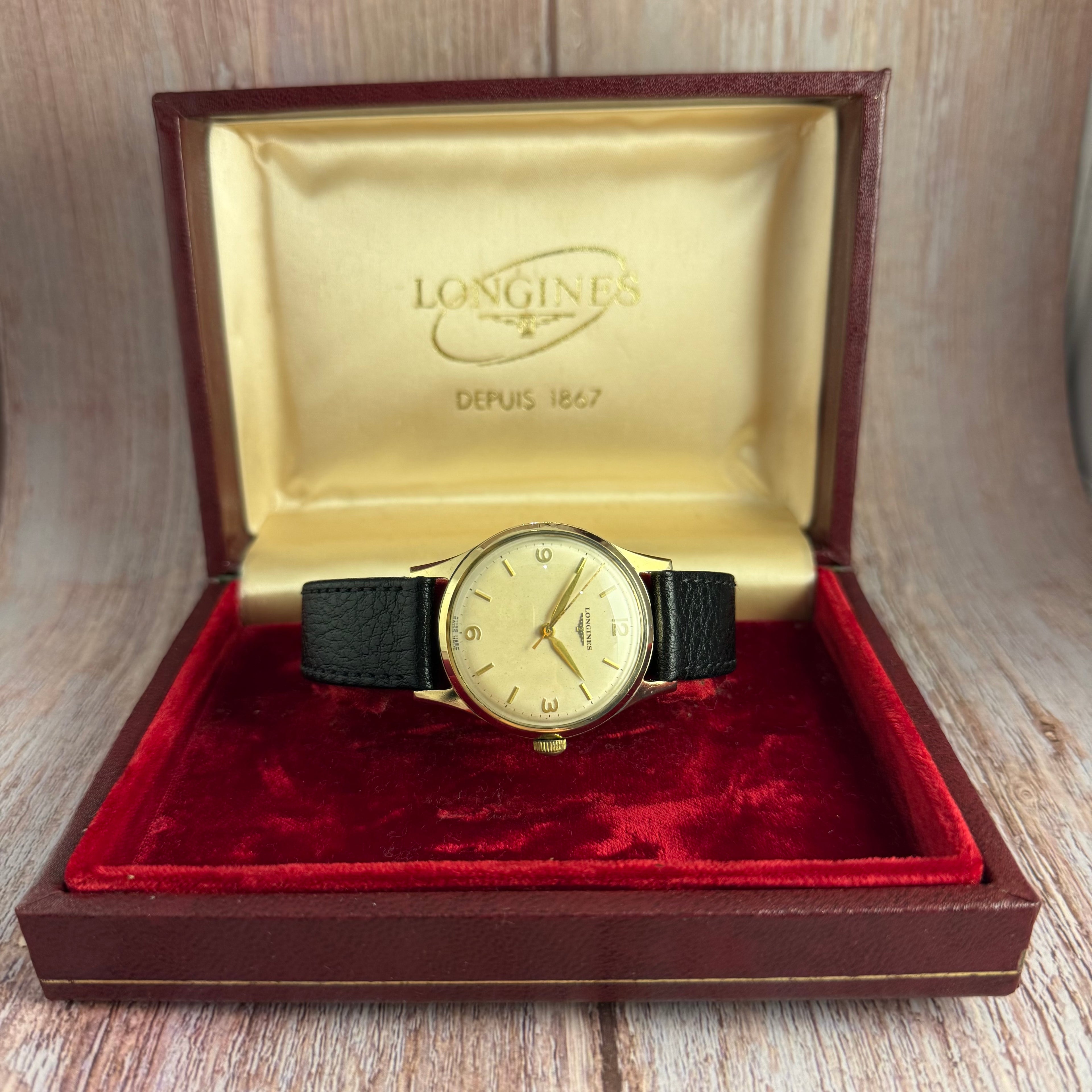 1970 Longines 9ct yellow gold men’s wrist watch ( chunky screwback case ) with box & papers