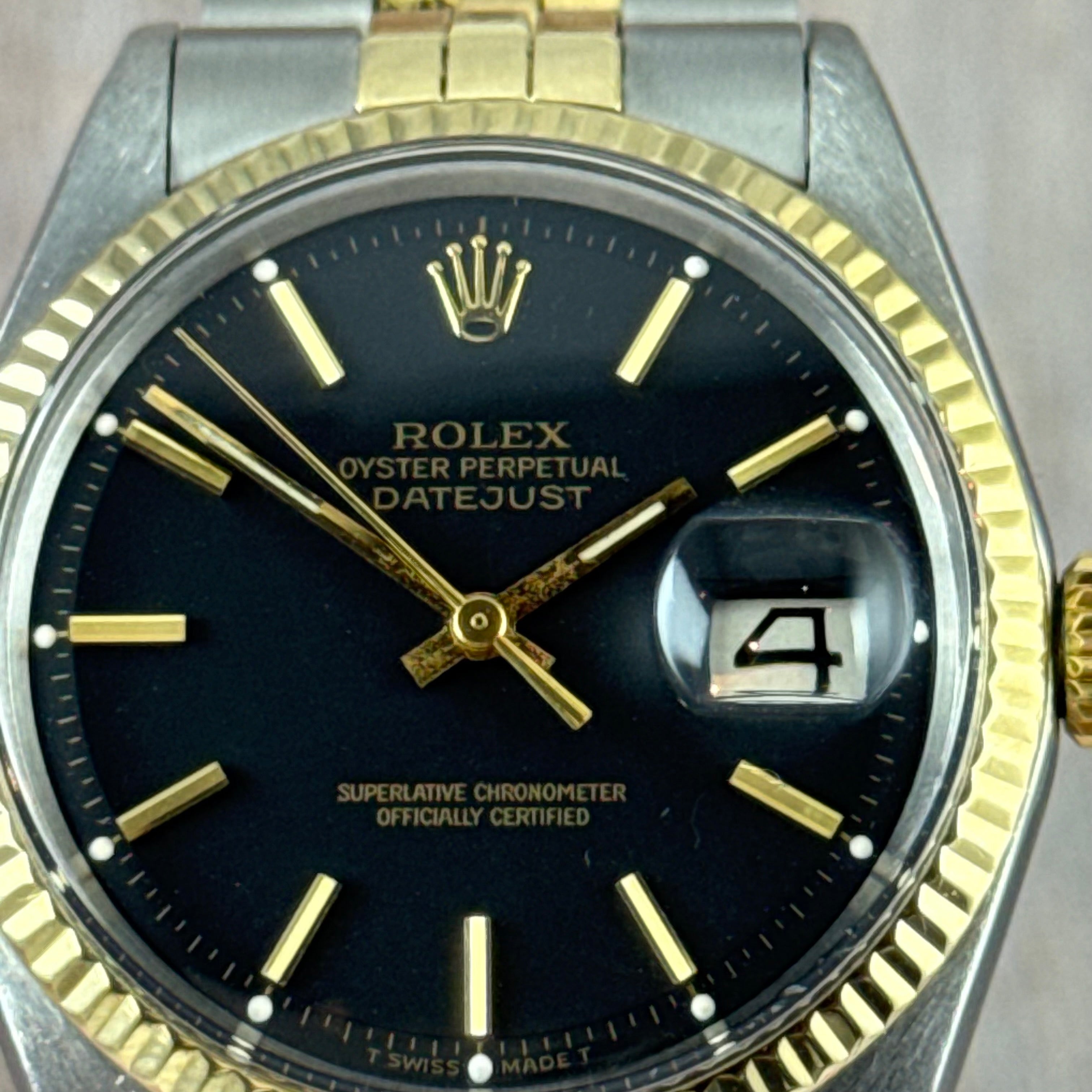 1972 Rolex Datejust 36 18k Gold & Steel 1601 Men’s Wrist Watch Vintage Box & tag