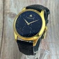 Gucci G timeless mens Leather dial wrist watch gold plated (126.4)