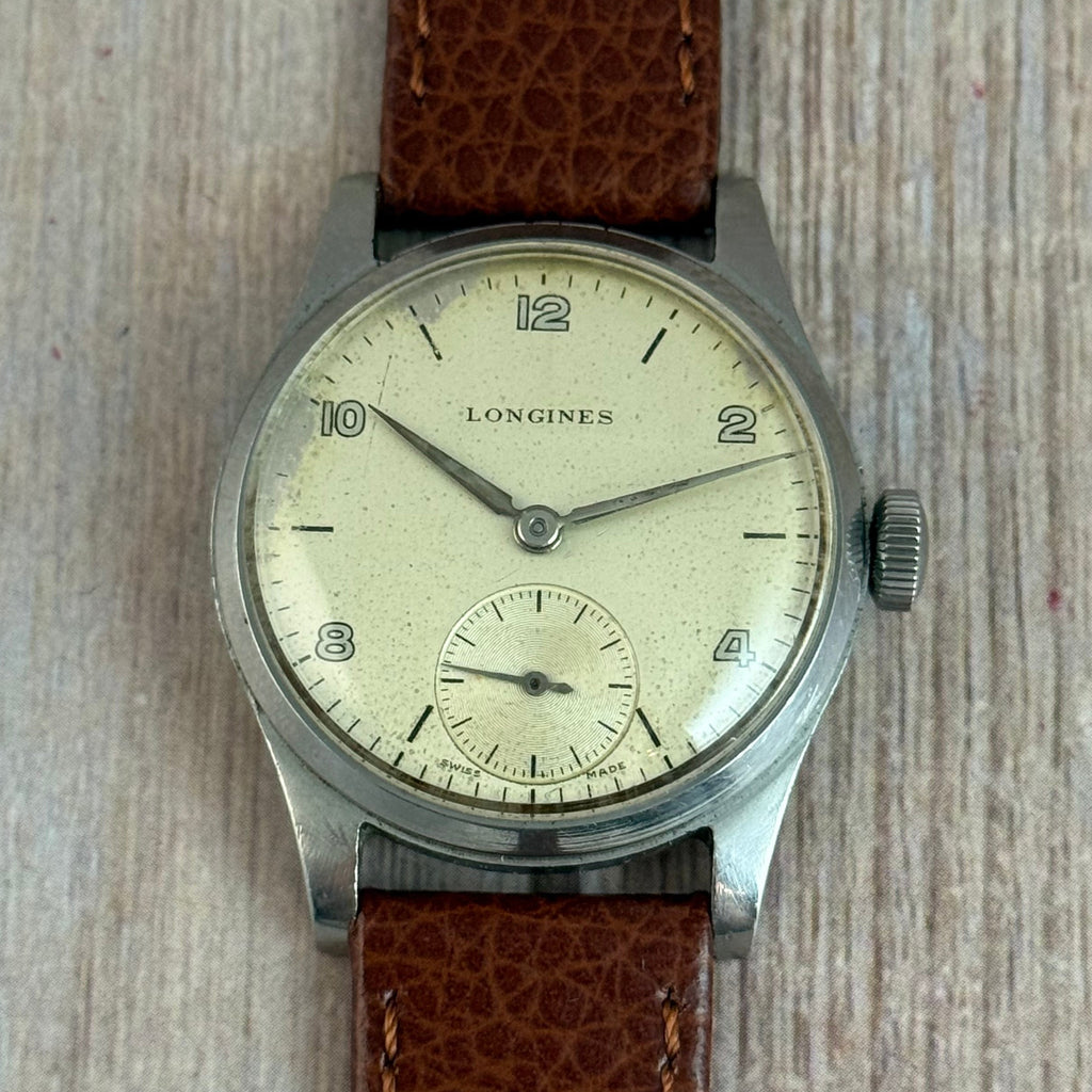 1950s Longines Arabic Dial Men’s Manual Wind Sub Dial Watch 31mm