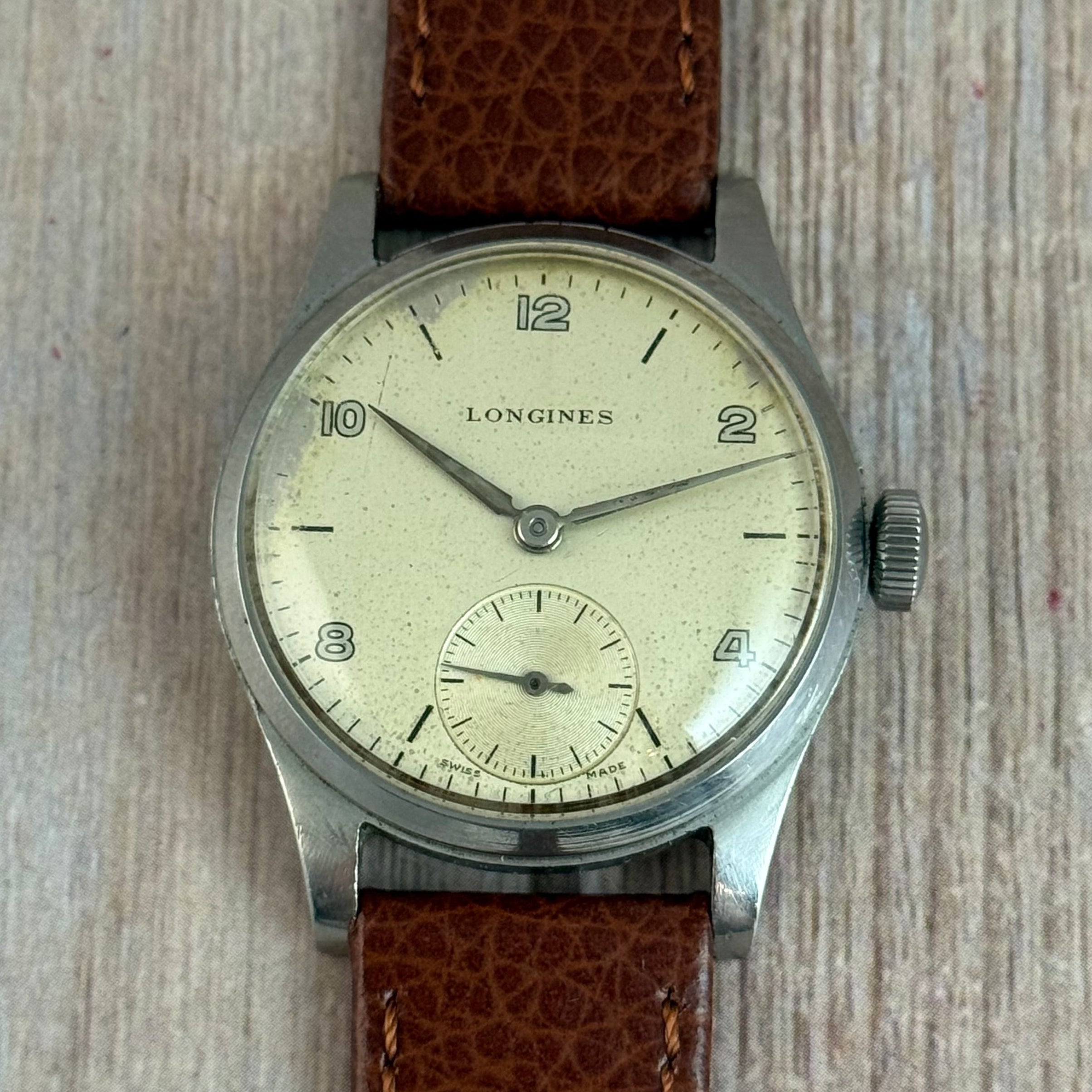 1950s Longines Arabic Dial Men’s Manual Wind Sub Dial Watch 31mm
