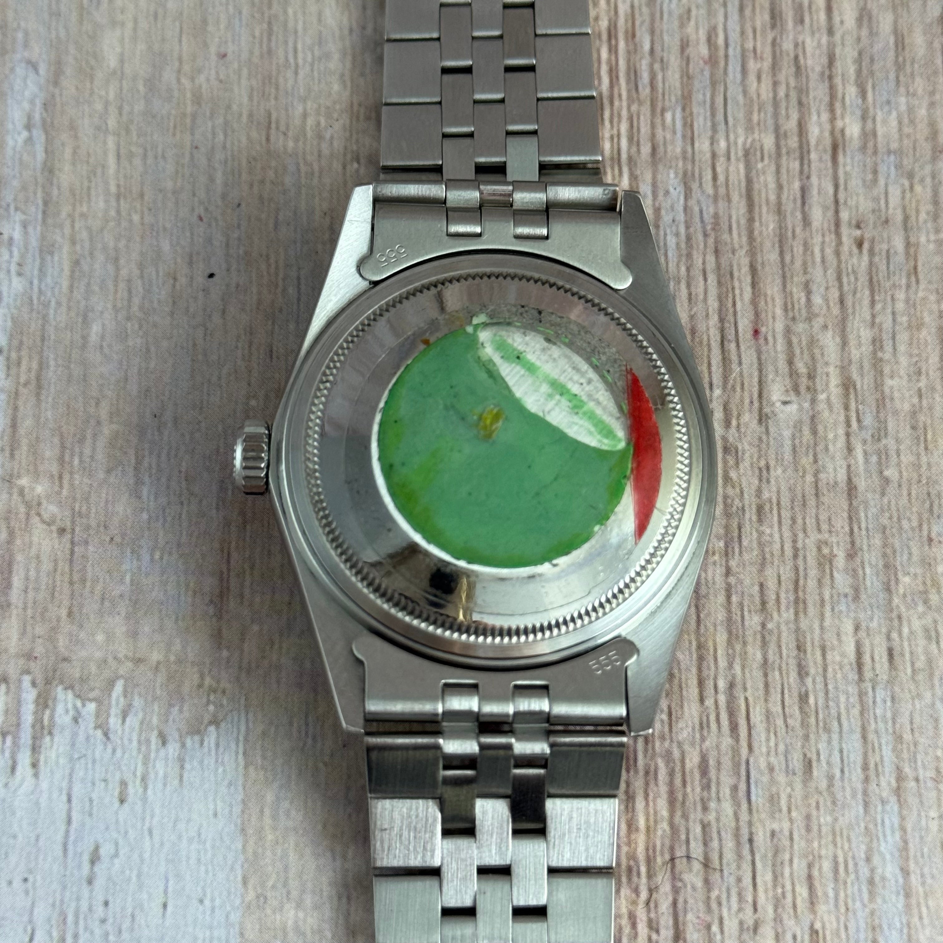 1986 Rolex Datejust 36 silver “tapestry” steel men’s watch boxed MINT CONDITION