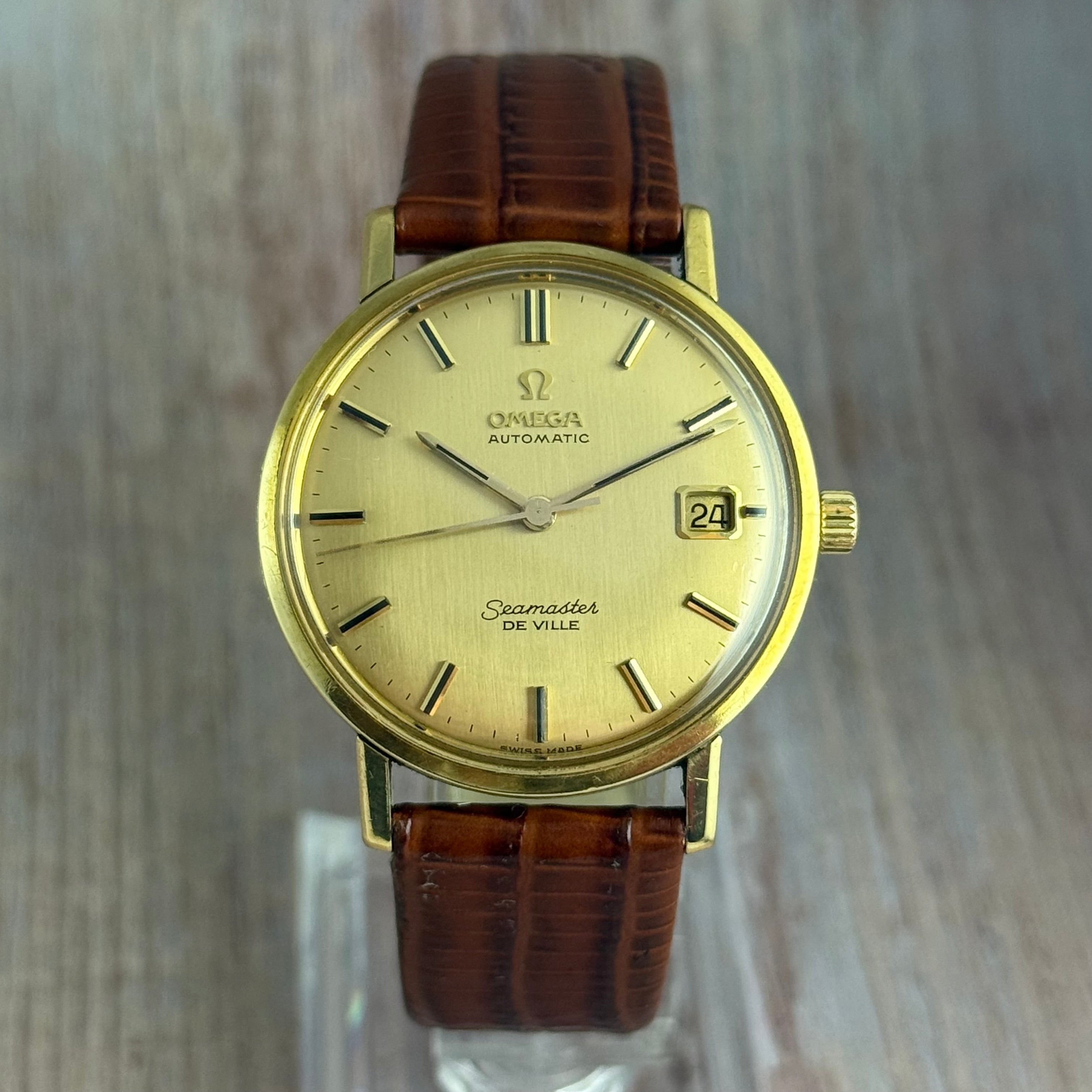 18ct Solid Gold Omega Seamaster Automatic Gold Onyx Dial 35mm (c1963) 166.025
