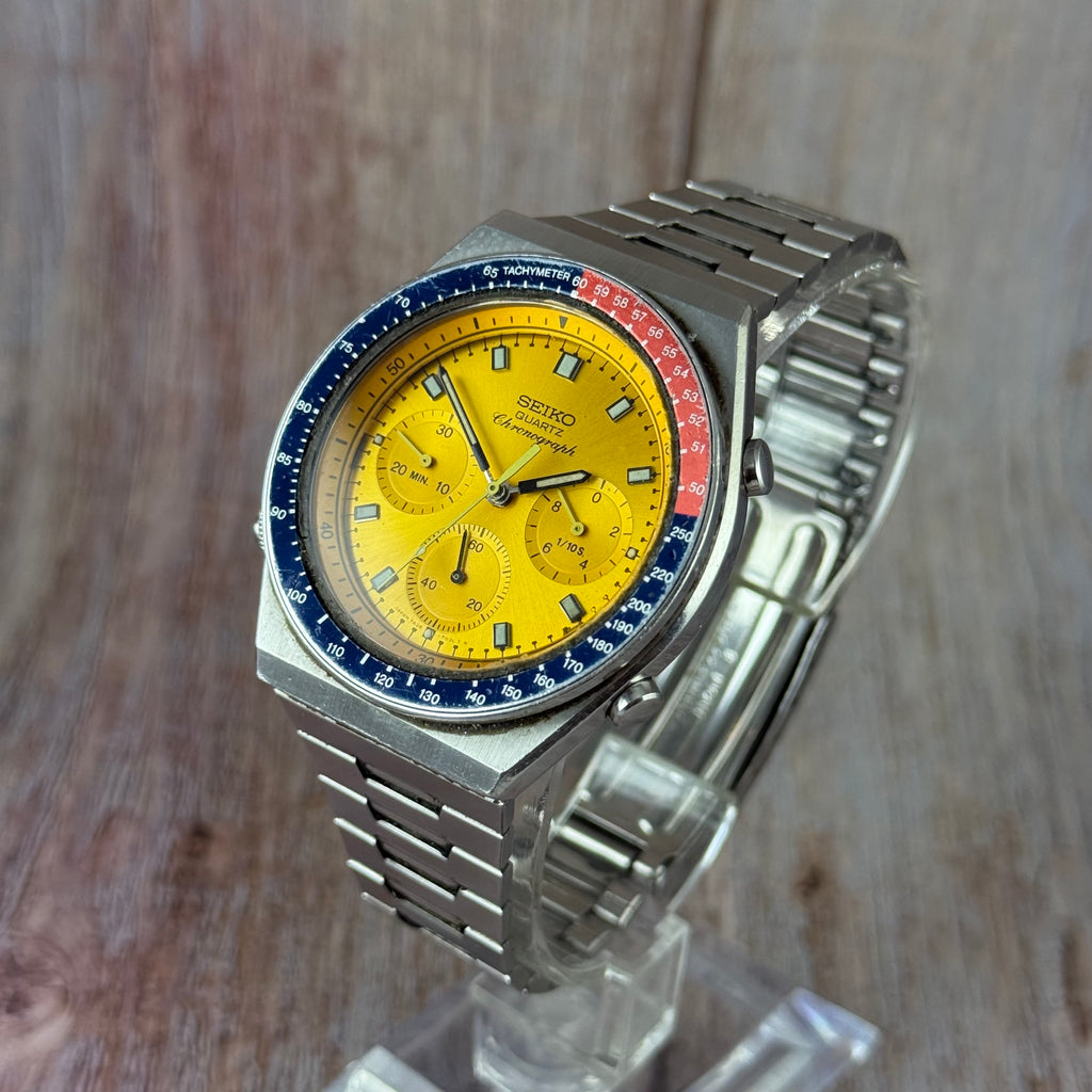 1983 Seiko Chronograph 'Quartz Pogue' pepsi bezel Watch Ref 7A28-7030 Working