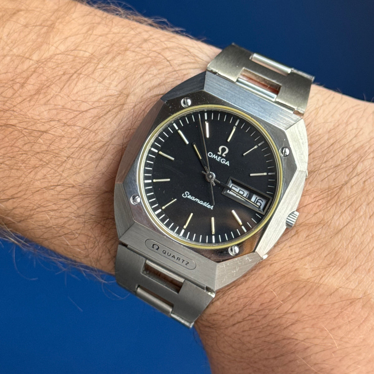 1970s Omega Seamaster Mariner men’s quartz steel wrist watch (196.0054)