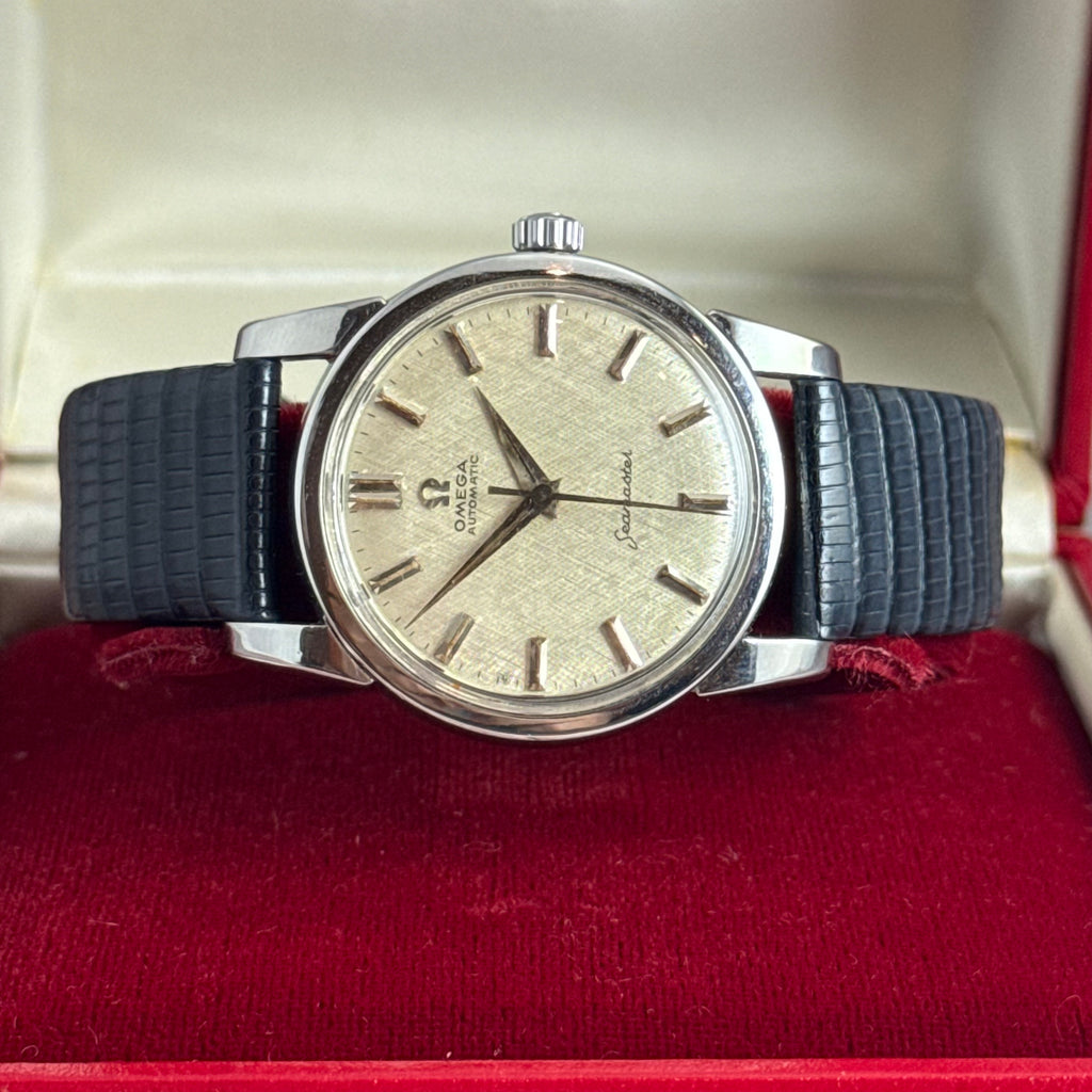 1961 Omega Seamaster Automatic Linen Dial Men’s Steel Watch 14761 1 SC SERVICED