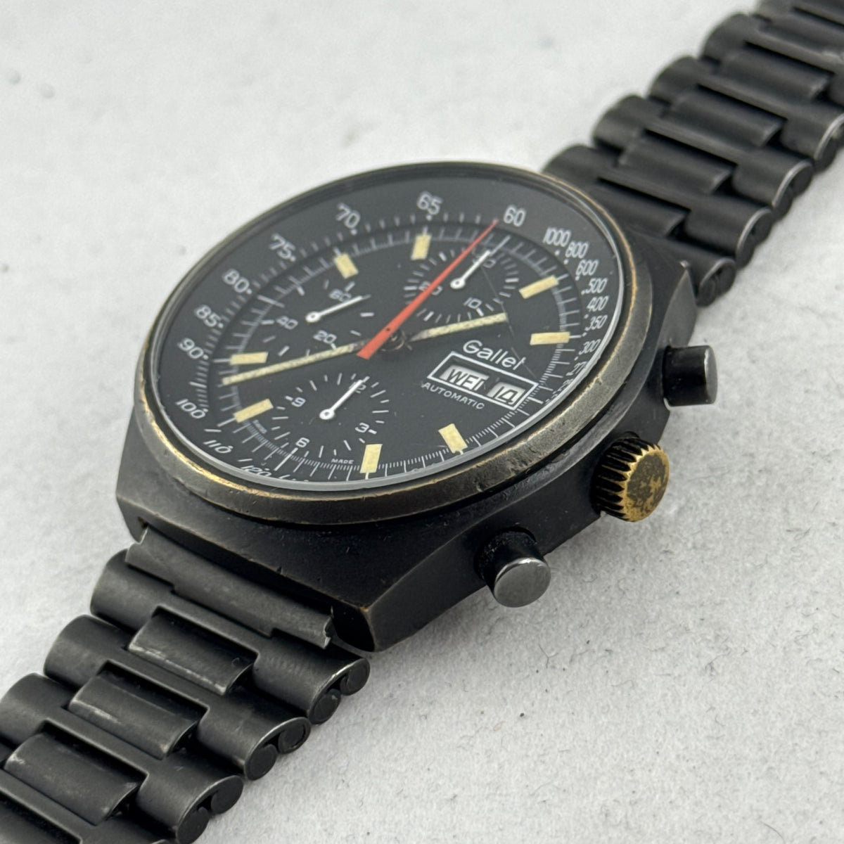 1980s Gallet Multichron 12 Automatic Chronograph PVD 'Valjoux Cal. 7750' "Top Gun"