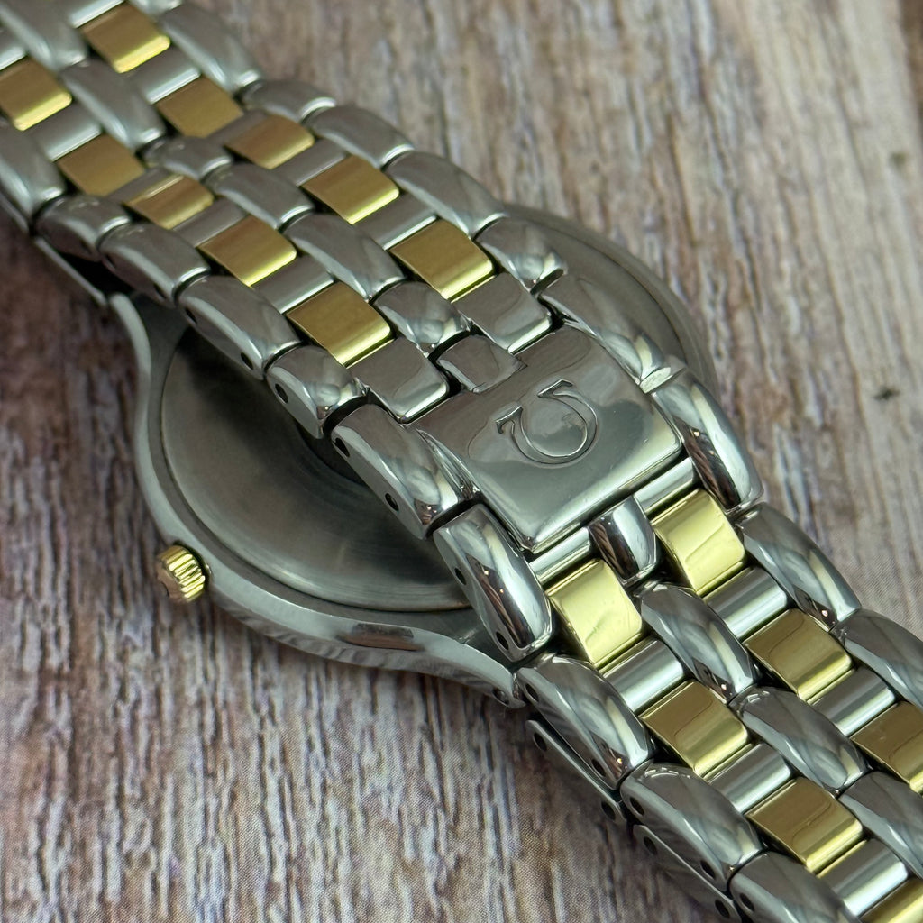 18ct Gold Omega De Ville Gents Dress Watch Quartz Two-tone Steel & Gold