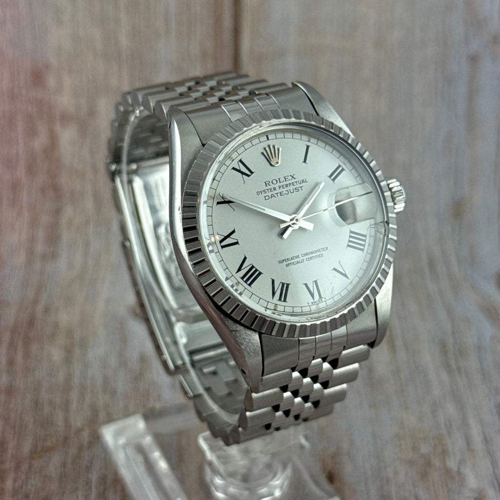 1986 Rolex Datejust 36 silver “Buckley” dial steel men’s watch MINT CONDITION