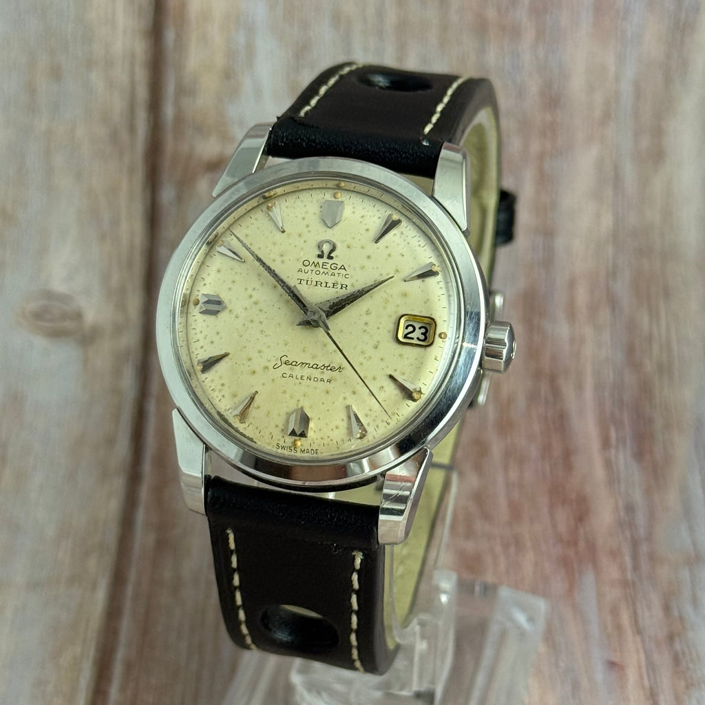 1958 Omega double signed “Türler’ seamaster calendar men’s automatic wrist watch