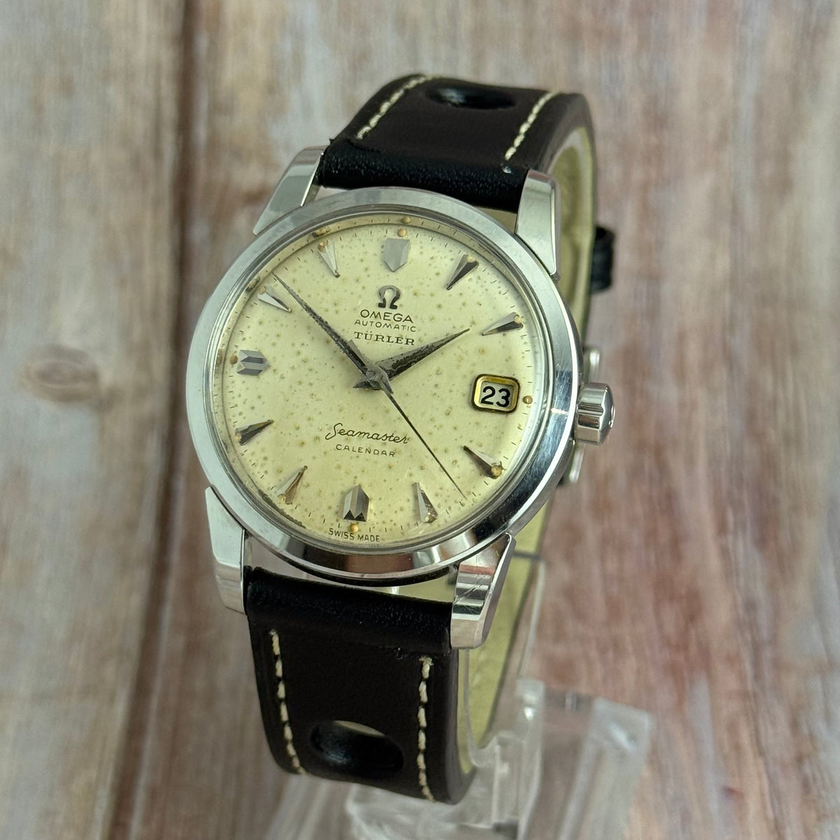 1958 Omega double signed “Türler’ seamaster calendar men’s automatic wrist watch
