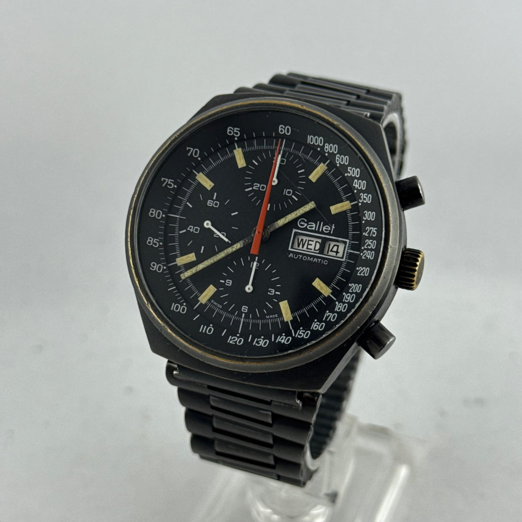 1980s Gallet Multichron 12 Automatic Chronograph PVD 'Valjoux Cal. 7750' "Top Gun"