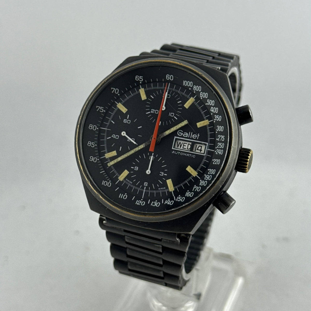 1980s Gallet Multichron 12 Automatic Chronograph PVD 'Valjoux Cal. 7750' "Top Gun"