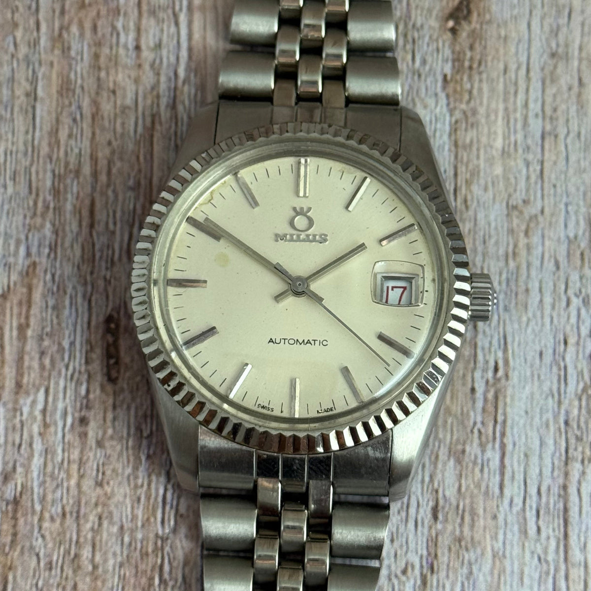 1970s Milus ‘datejust’ style men’s automatic Swiss wrist watch