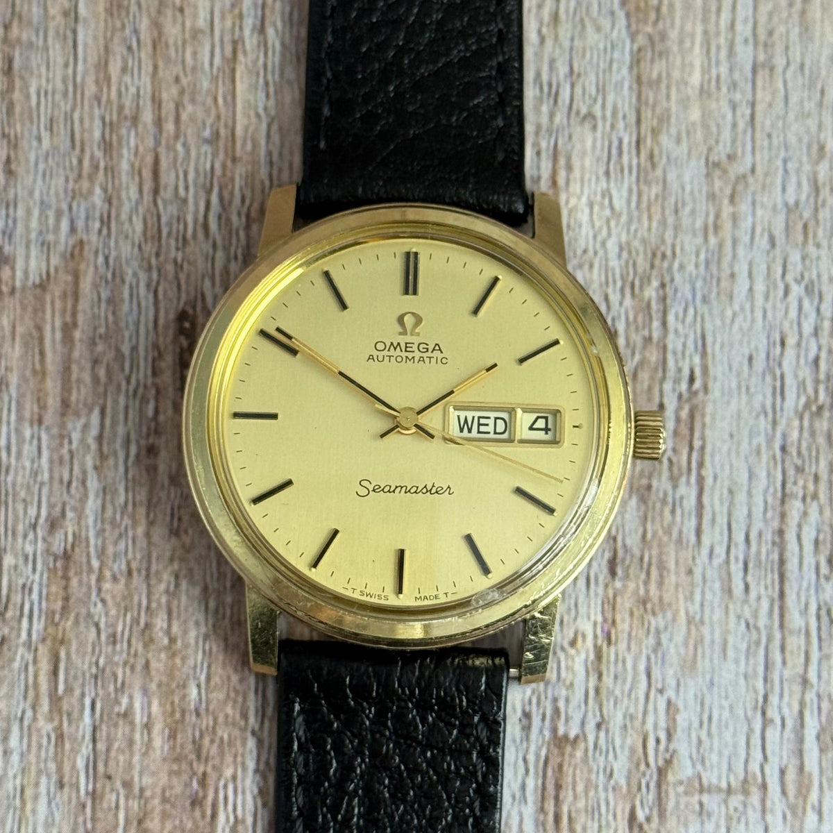 Vintage Omega Seamaster automatic men’s day-date wrist watch gold plated SERVICED