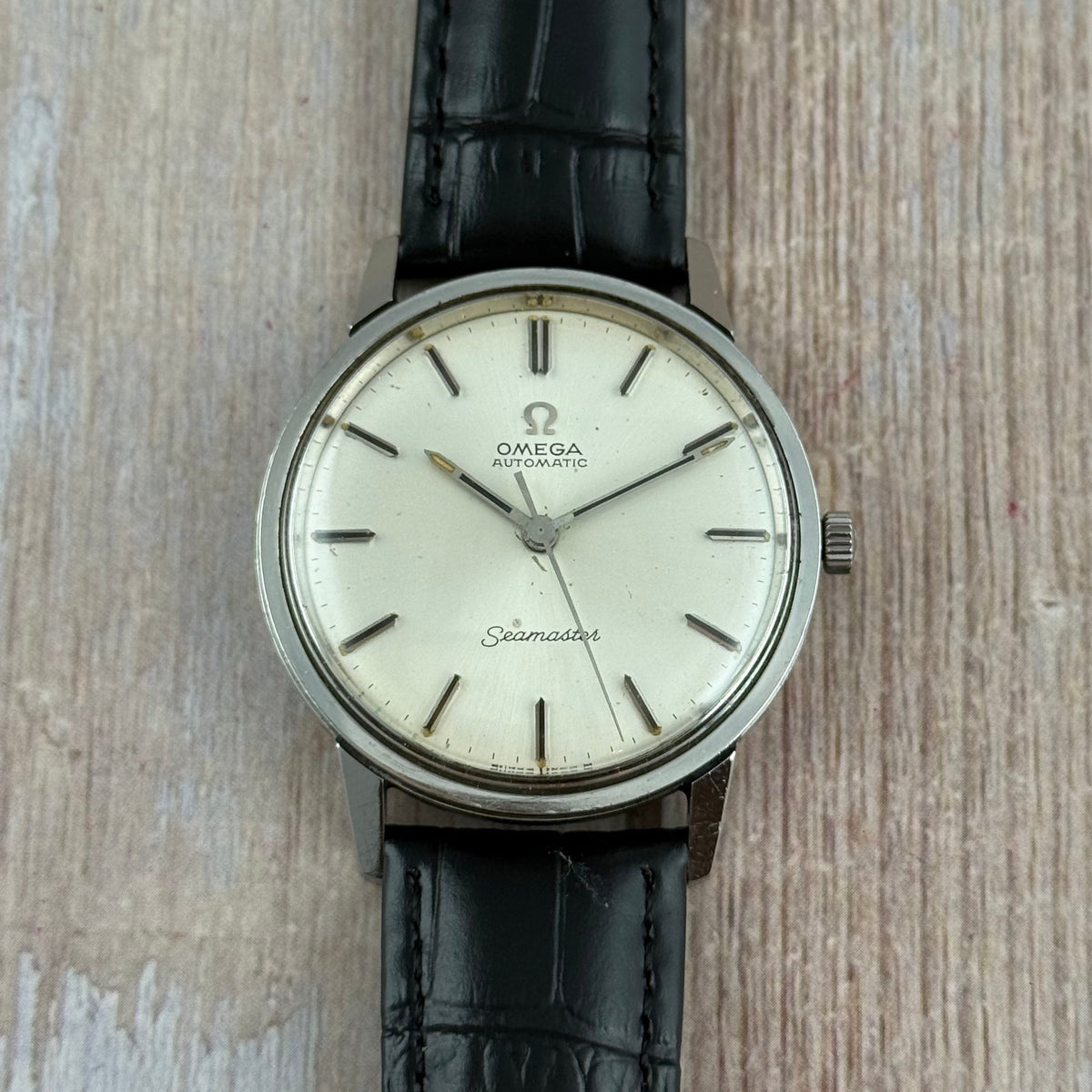 1966 Omega Seamaster Automatic men’s steel wrist watch ‘seahorse’ back