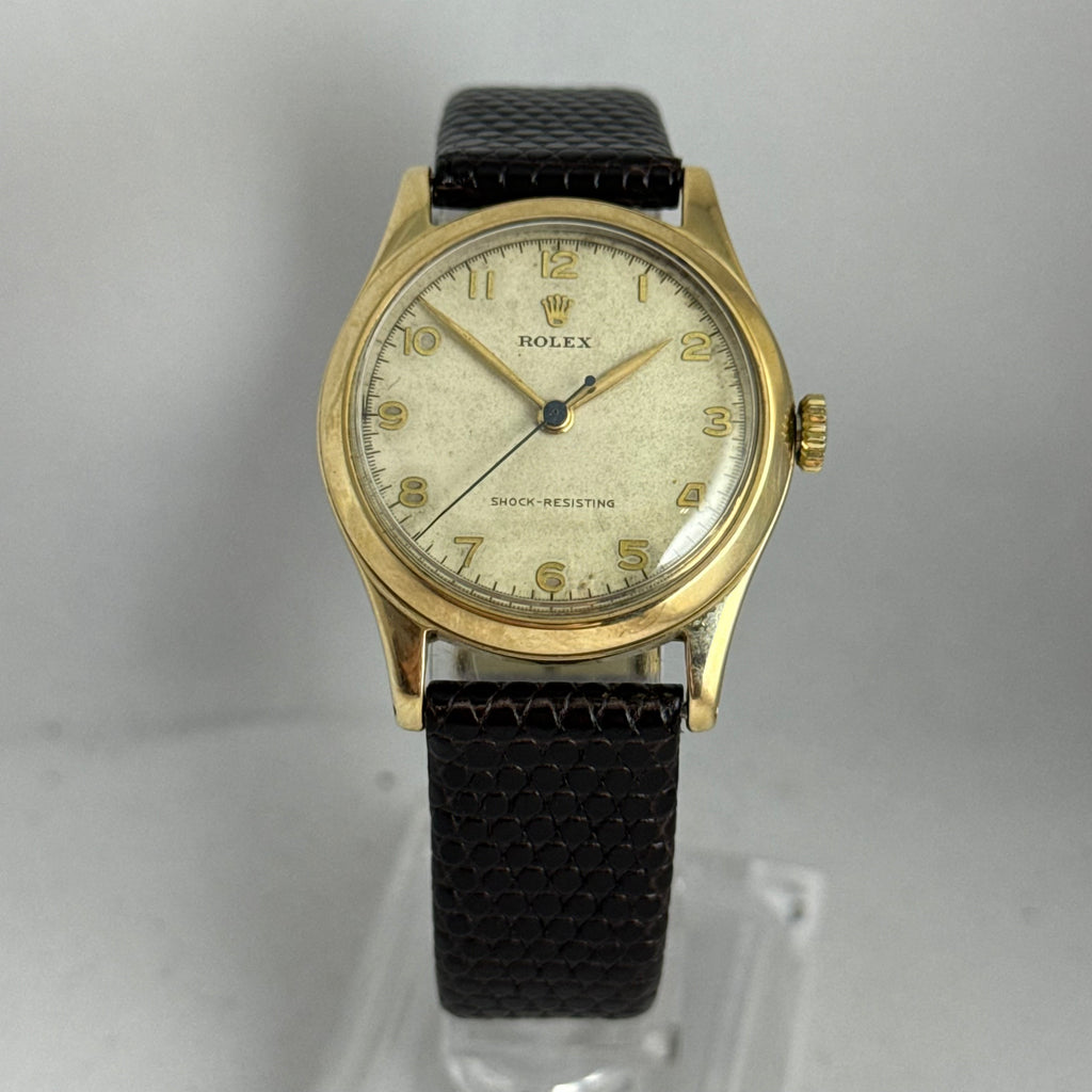 1947 Rolex 9ct gold men’s Manual wind wrist watch 30mm Arabic dial