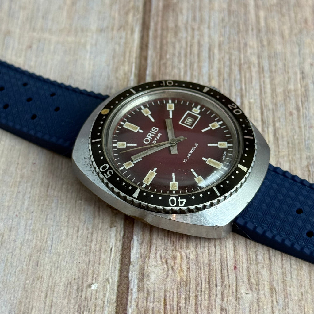 1960s Oris star men’s skin divers watch “oxblood” dial 37mm SERVICED