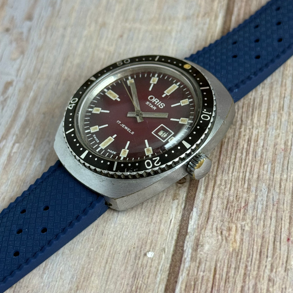 1960s Oris star men’s skin divers watch “oxblood” dial 37mm SERVICED
