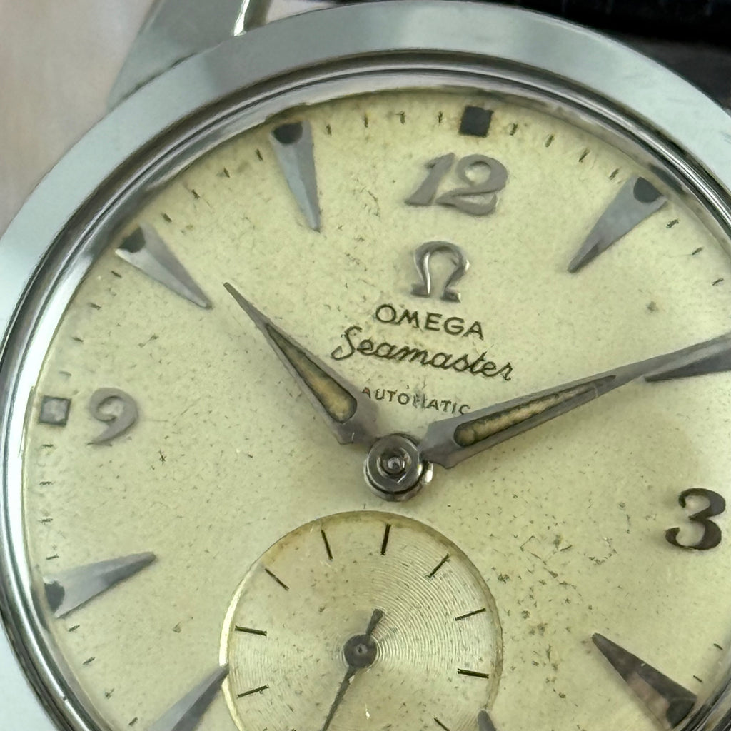 1952 Omega Seamaster “bumper” automatic breguet numerals men’s watch 35mm
