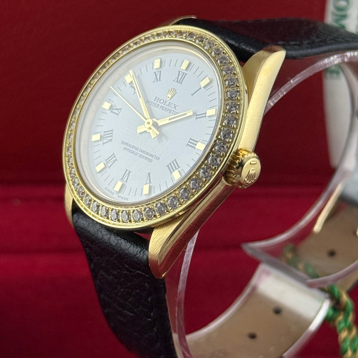 18ct Rolex Oyster Perpetual 31 Ladies Solid Gold Watch Box Papers 1996