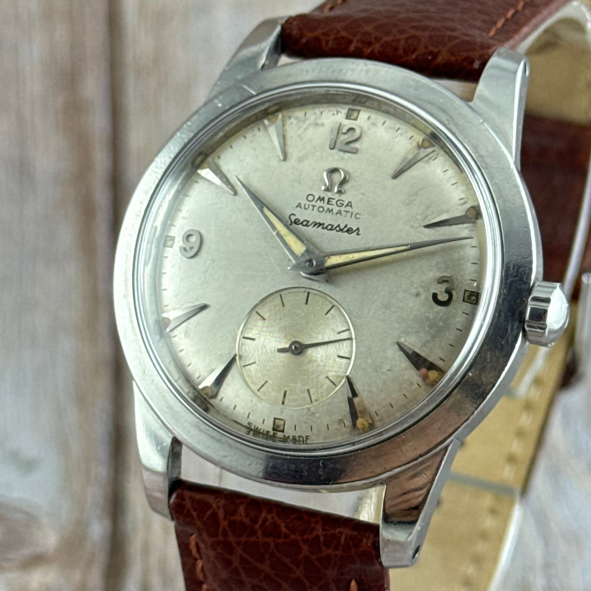 1950 Omega Seamaster automatic ‘bumper’ Arabic dial steel men’s watch