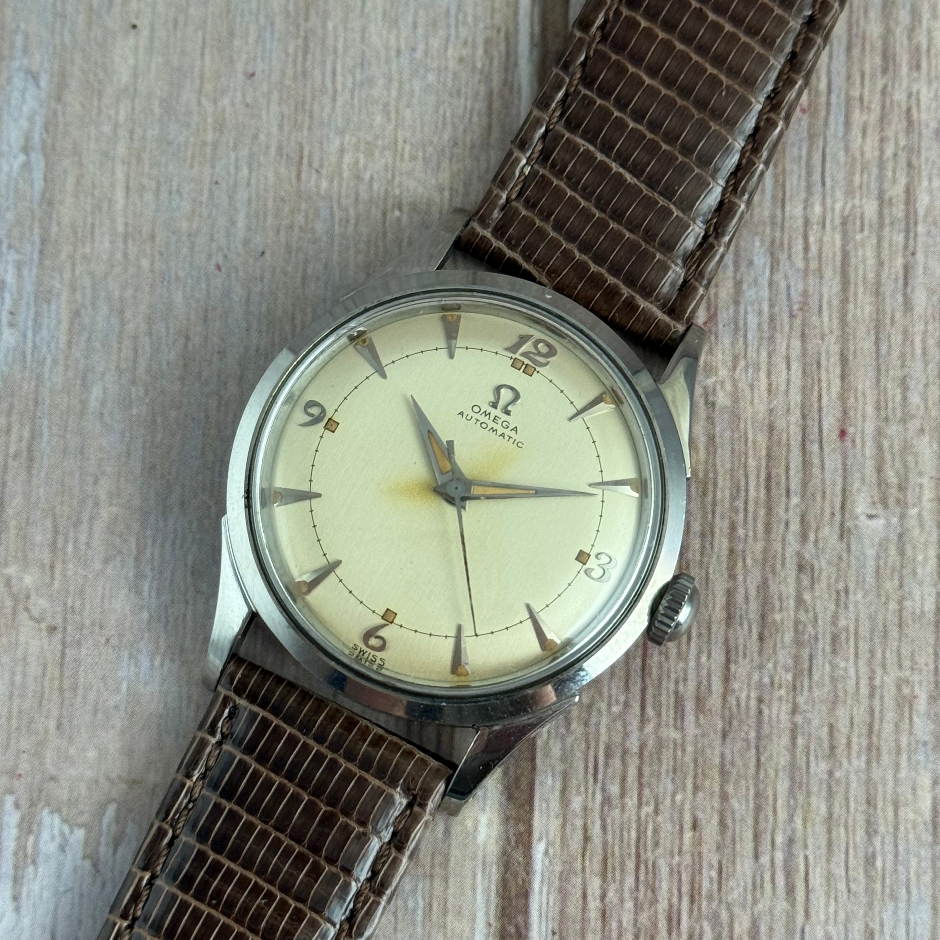 1950 Omega bumper automatic men’s Breguet dial wrist watch 33mm (2635-5)