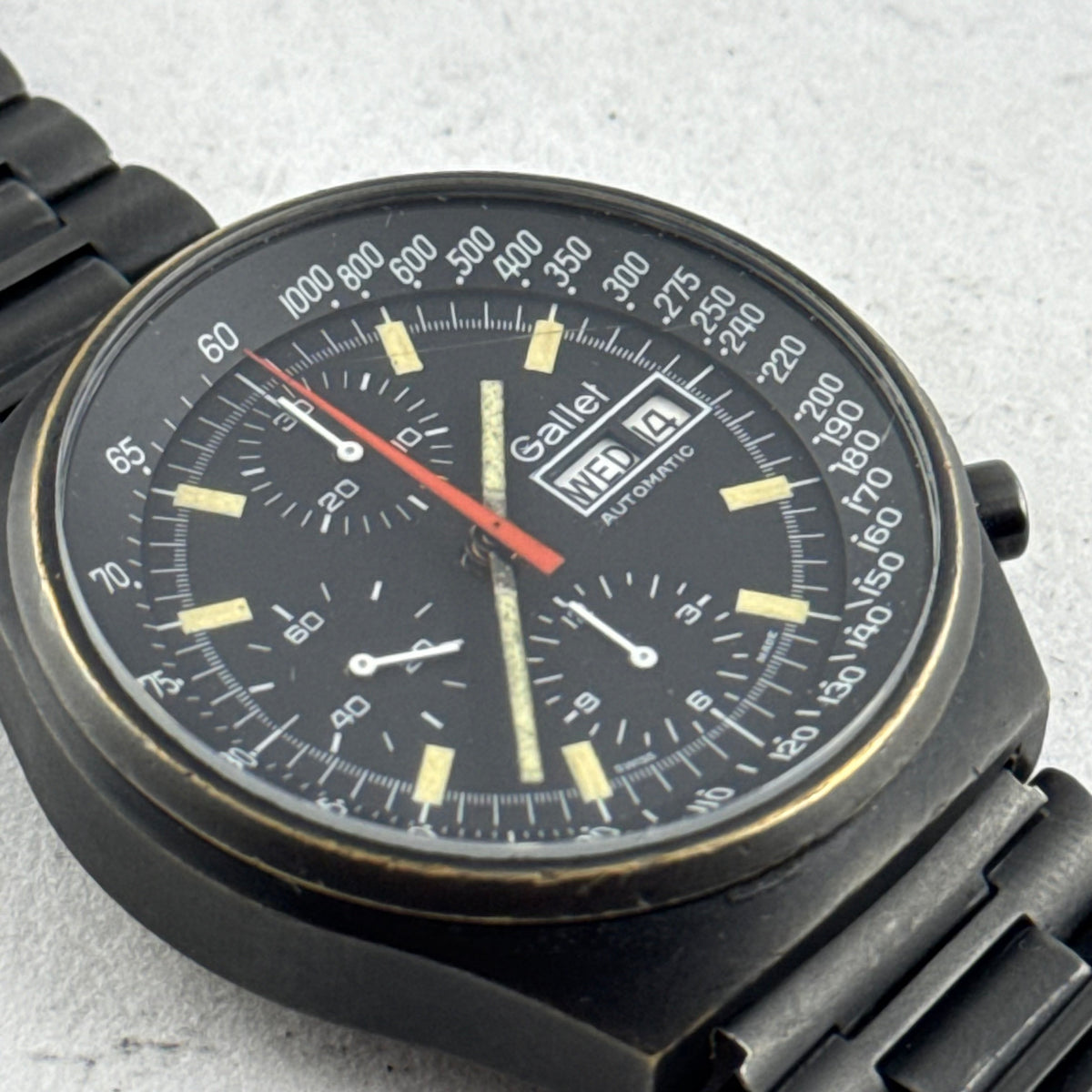 1980s Gallet Multichron 12 Automatic Chronograph PVD 'Valjoux Cal. 7750' "Top Gun"