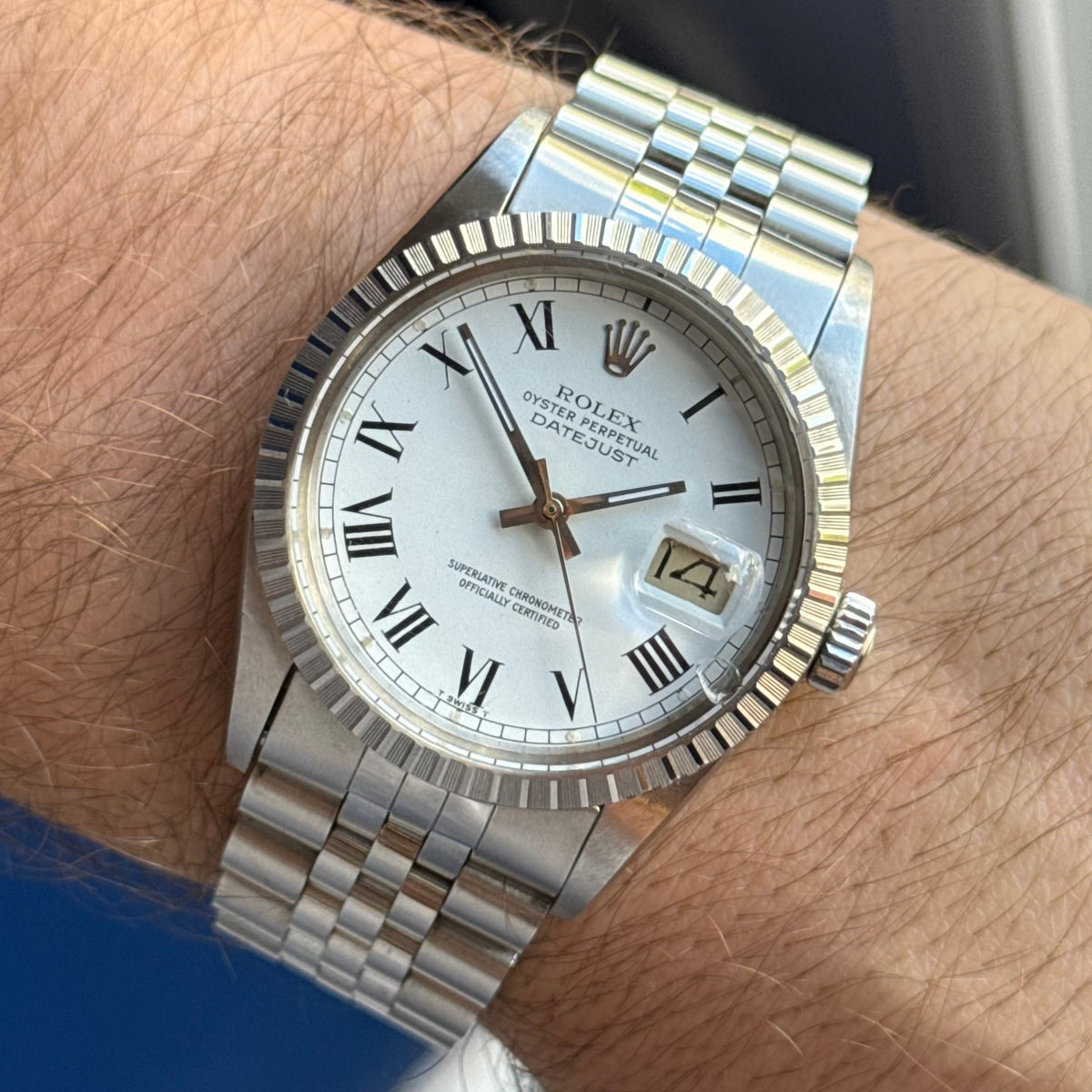 1986 Rolex Datejust 36 silver “Buckley” dial steel men’s watch MINT CONDITION