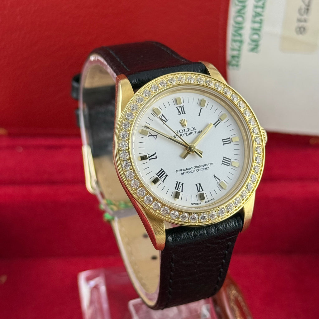 18ct Rolex Oyster Perpetual 31 Ladies Solid Gold Watch Box Papers 1996