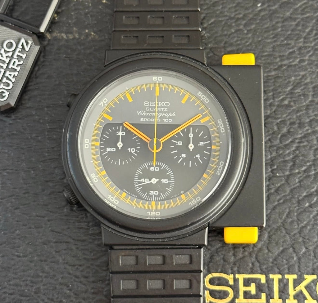 1980s Seiko Aliens movie “Ripley” Quartz Chronograph Watch Giorgio Giugiaro PVD (7A28-7009)