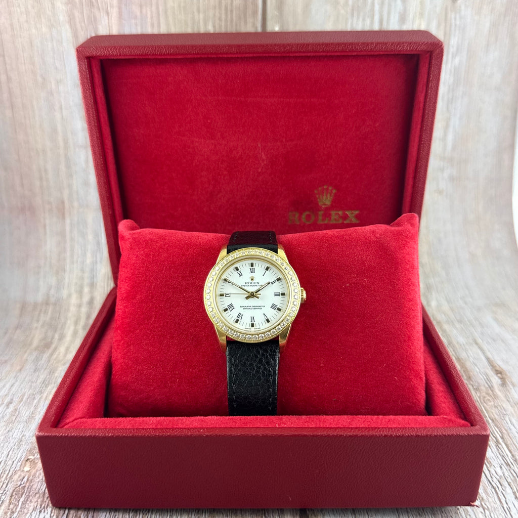 18ct Rolex Oyster Perpetual 31 Ladies Solid Gold Watch Box Papers 1996