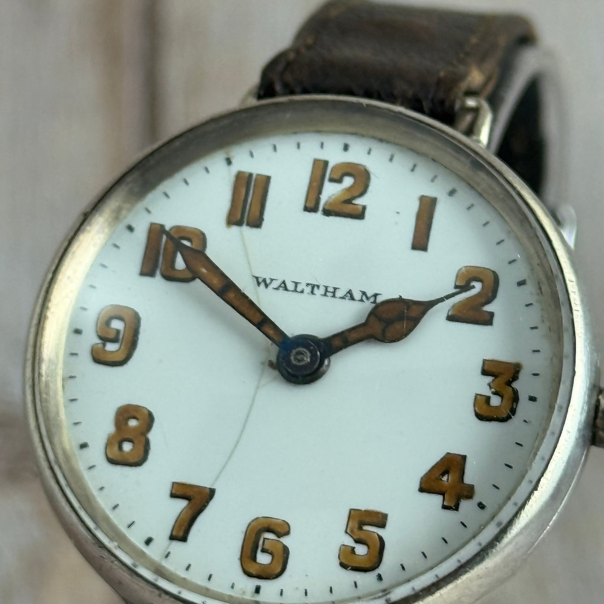 1910s Waltham Officers Trench wrist watch .925 solid silver case military style