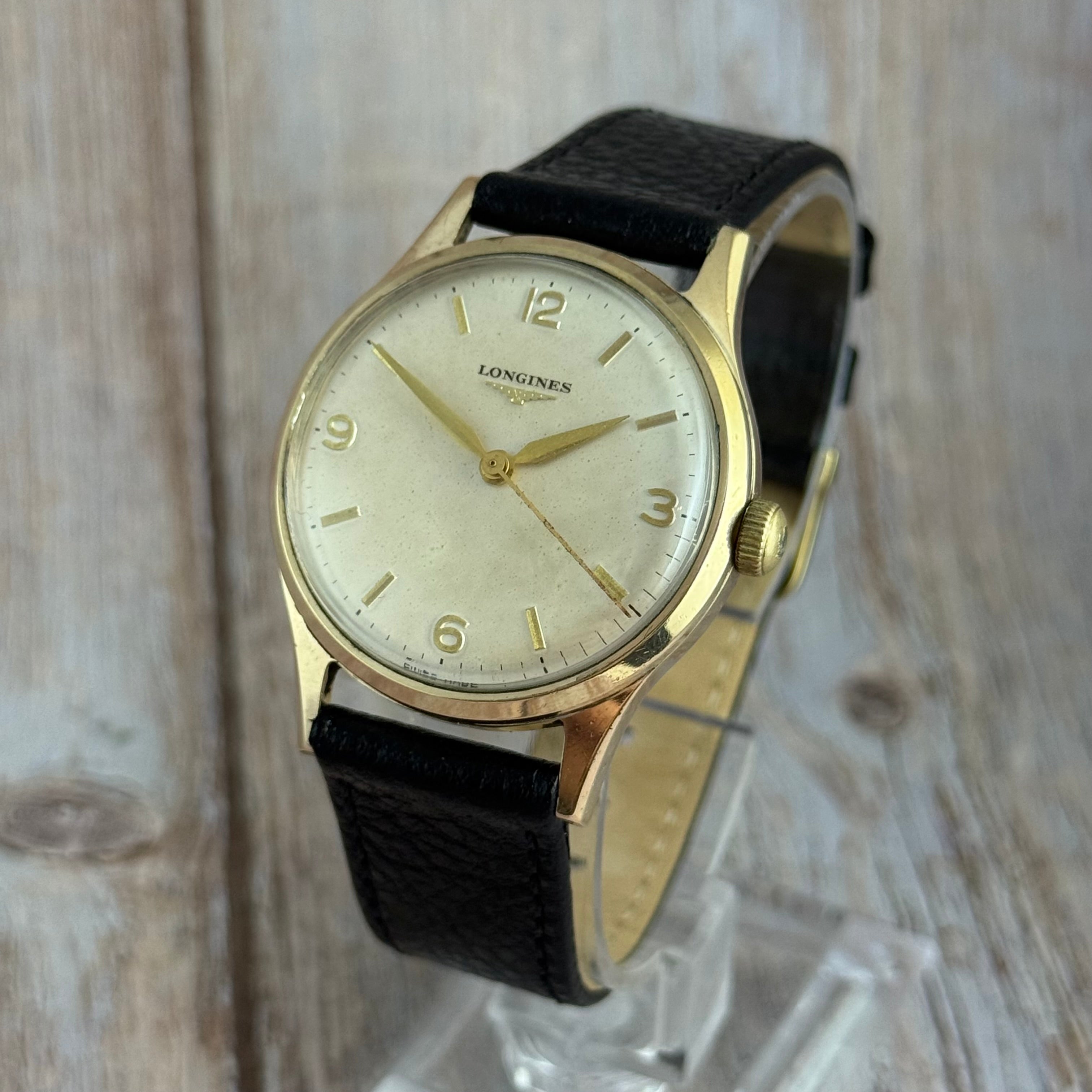 1970 Longines 9ct yellow gold men’s wrist watch ( chunky screwback case ) with box & papers