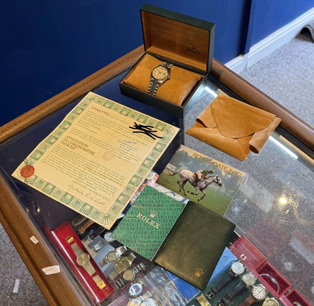 1980 Rolex Datejust 36 16014 Linen Dial 18ct Gold Bezel Full Set