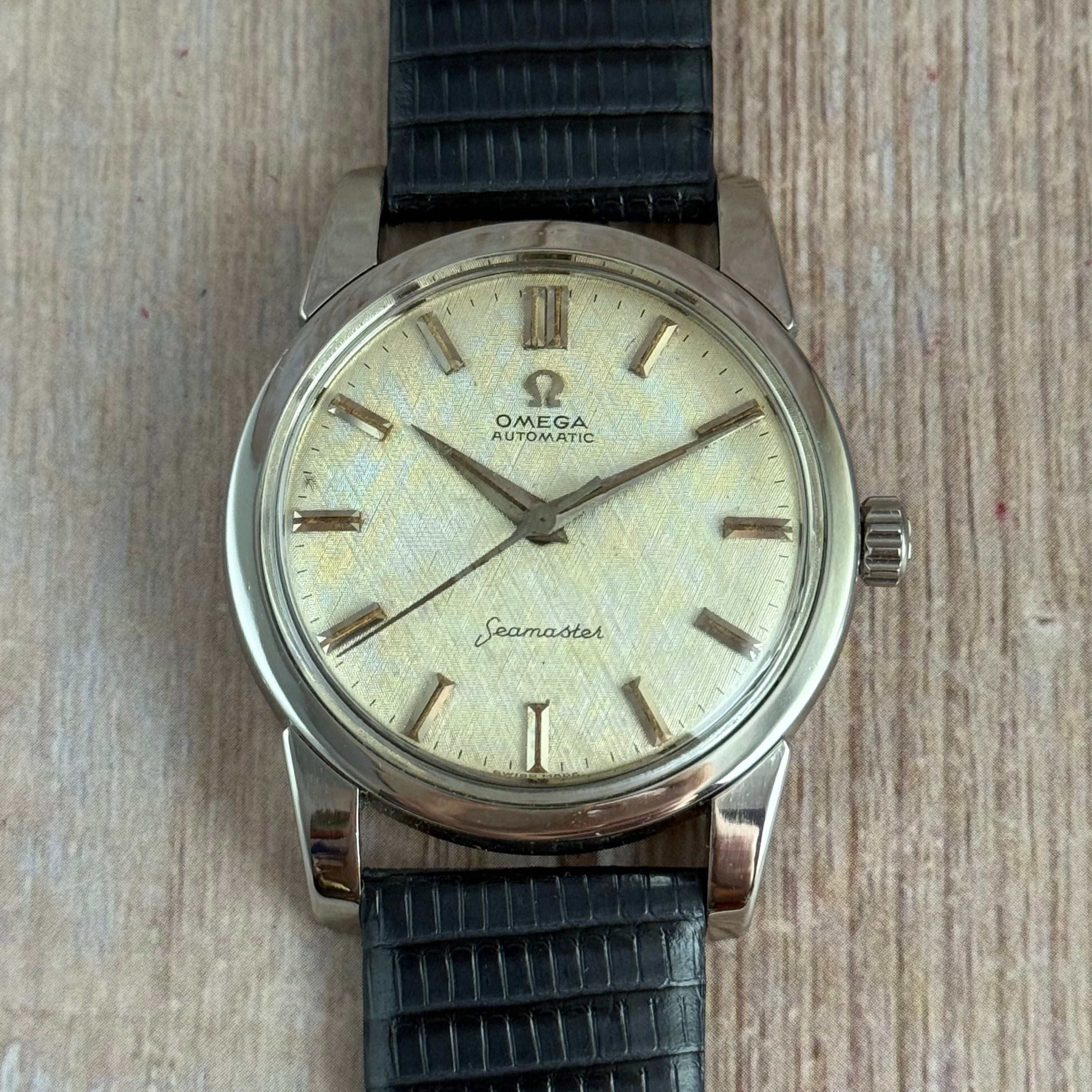 1961 Omega Seamaster Automatic Linen Dial Men’s Steel Watch 14761 1 SC SERVICED