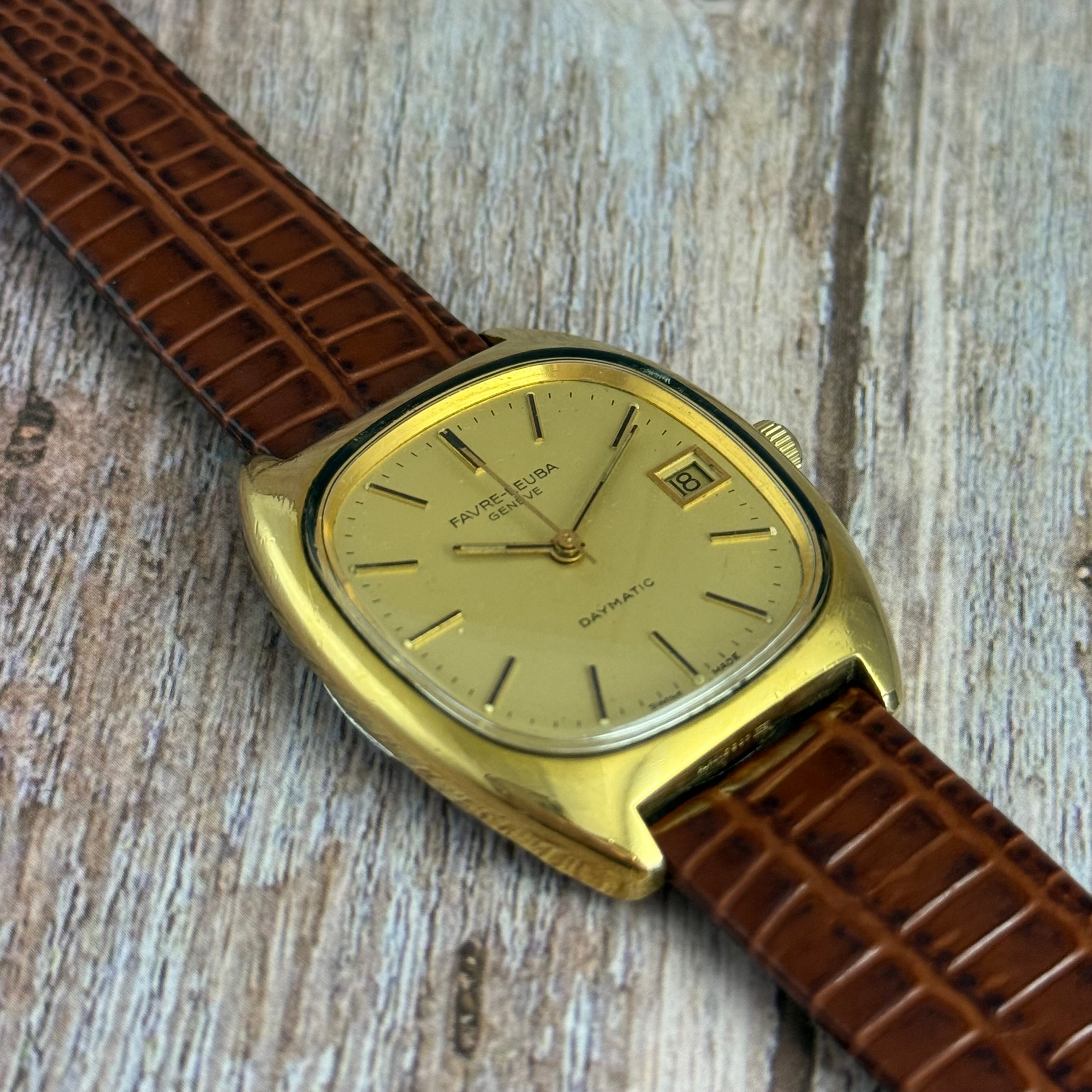 1970s Favre Leuba Daymatic Men’s Tv Case Wrist watch GP 35mm