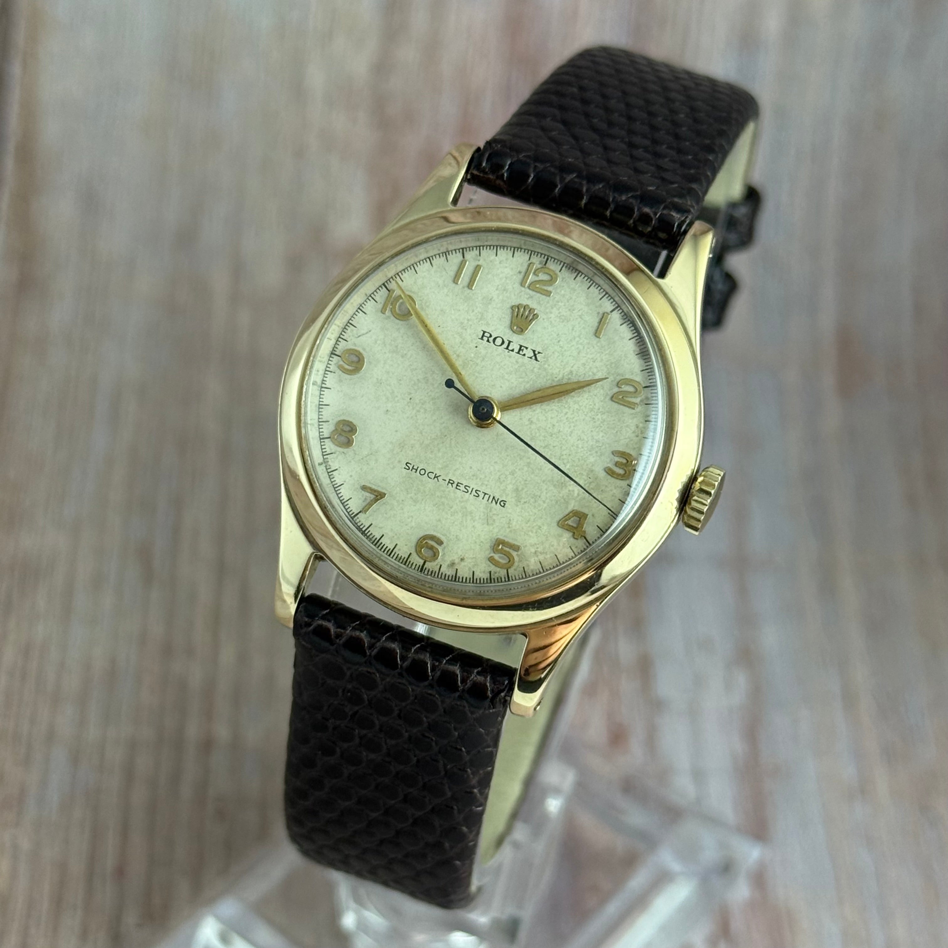 1947 Rolex 9ct gold men’s Manual wind wrist watch 30mm Arabic dial