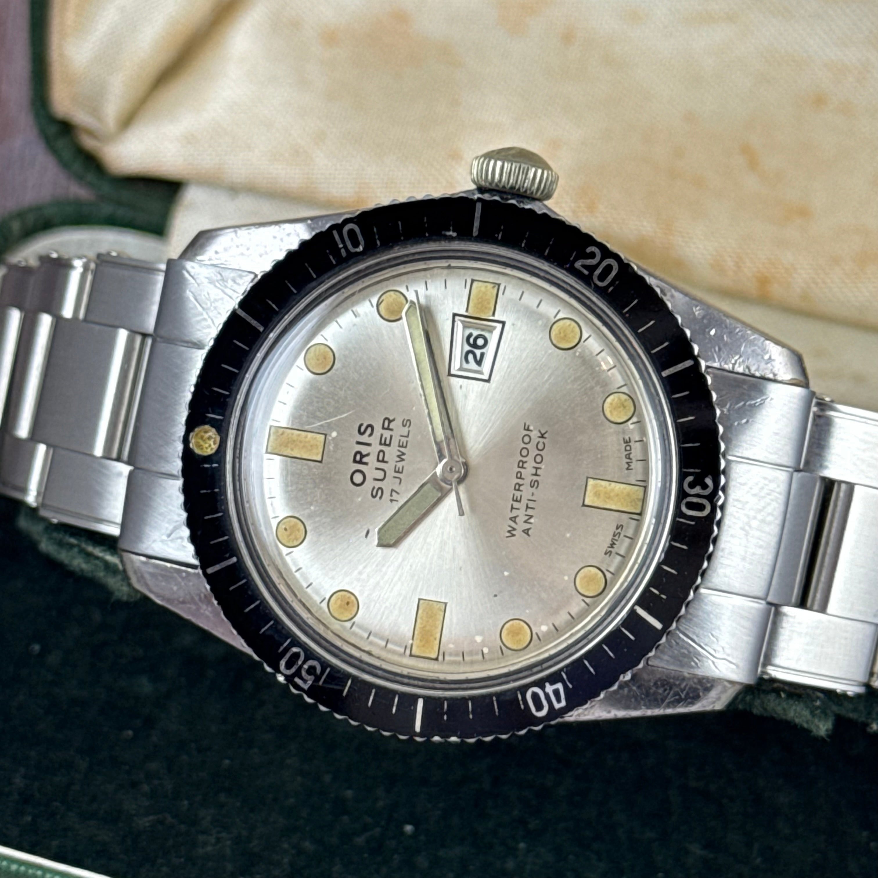 1960s Oris Super “sixty five” silver dial men’s divers watch boxed
