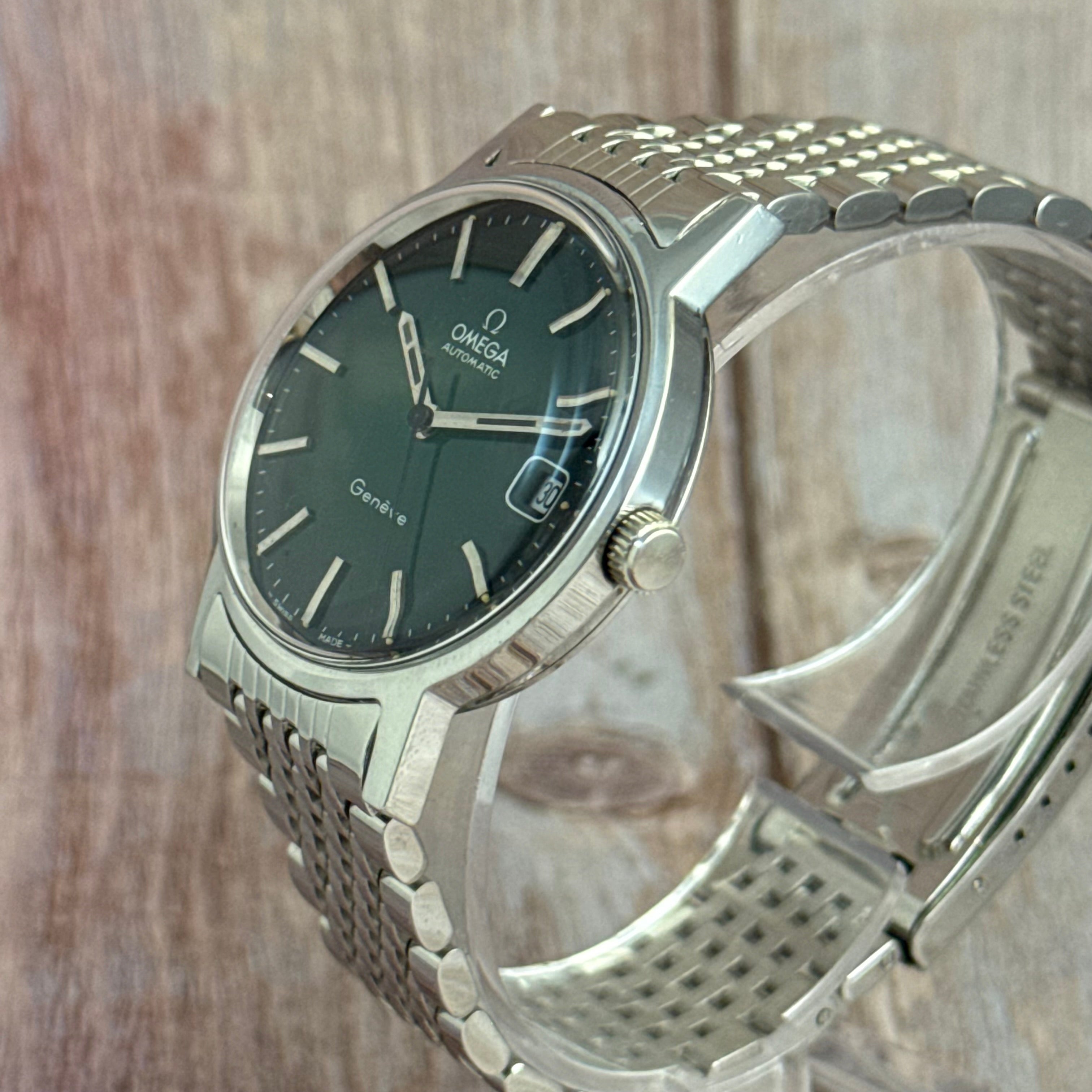 1972 Omega automatic Genéve green “money” dial men’s wrist watch