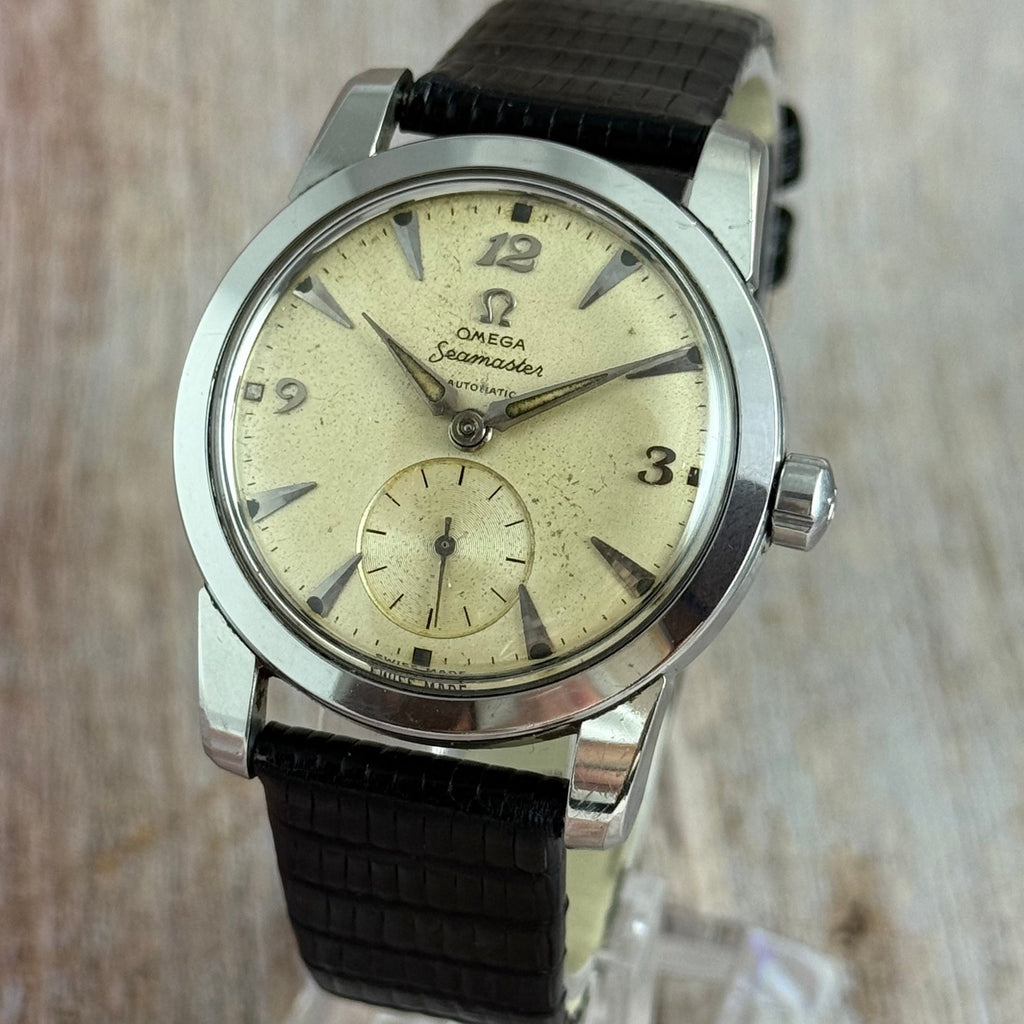 1952 Omega Seamaster “bumper” automatic breguet numerals men’s watch 35mm